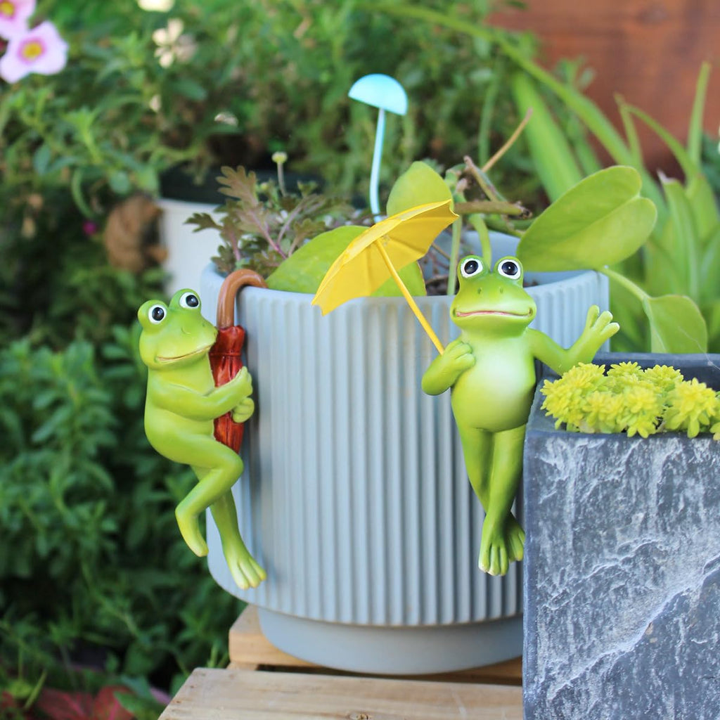Set of 2 Cute Climbing Elephant Statues Flower Pot Hugger, Resin Hanging Animals Figurine Outdoor Planter Pot Decorations for Home Garden Patio Lawn Yard Ornaments