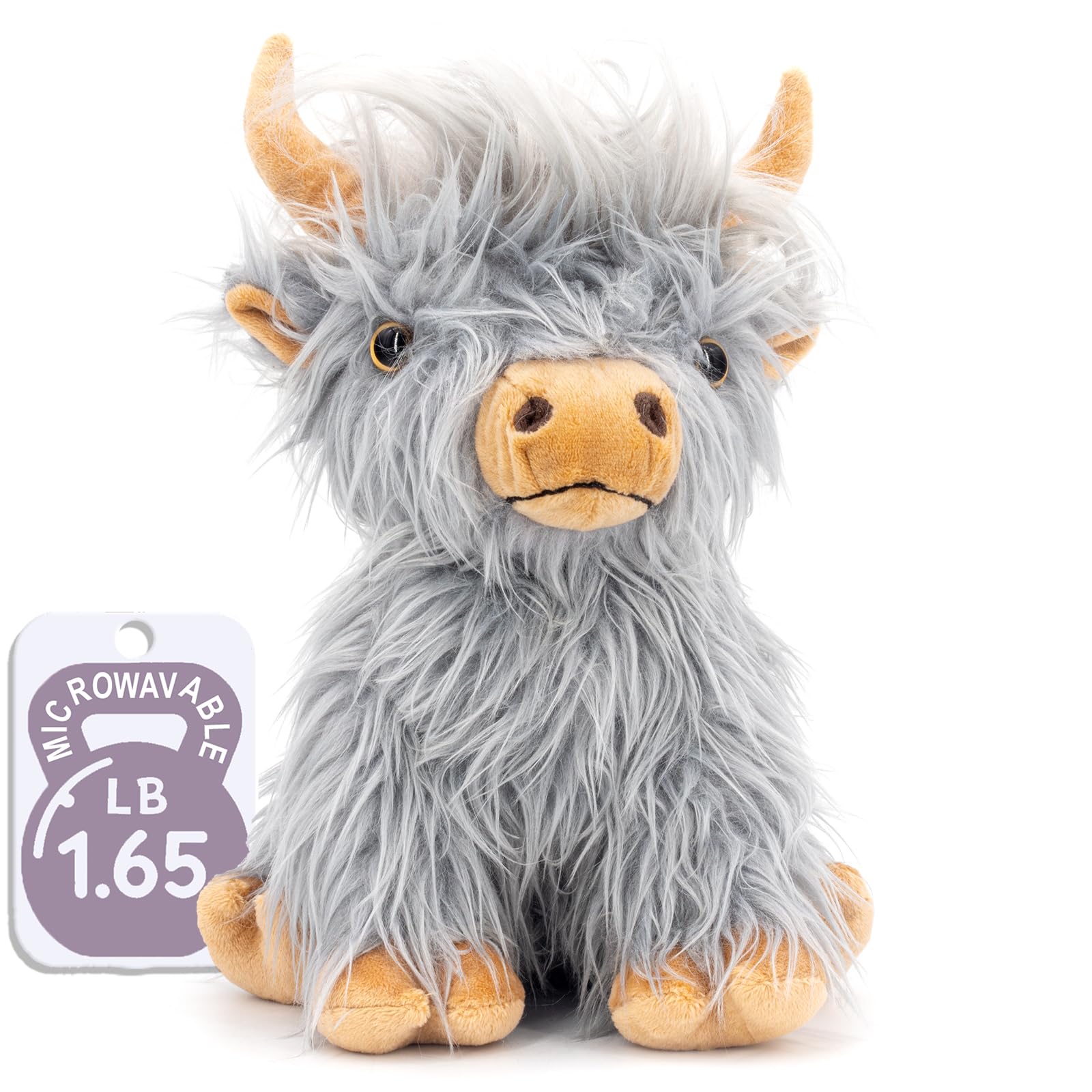 Marysun Microwavable Highland Cow Stuffed Animal - Weighted Stuffed Animal Plush, Heating Pad, Cozy