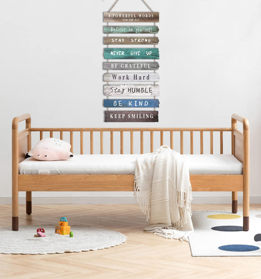 4 Pieces Home Wall Signs, THIS IS US/TOGETHER/BLESS THIS HOME/FAMILY Wall Decor For Living Room Bedroom, Rustic Wooden Farmhouse Wall Art , 4.7 x 13.8 Inch(Brown)