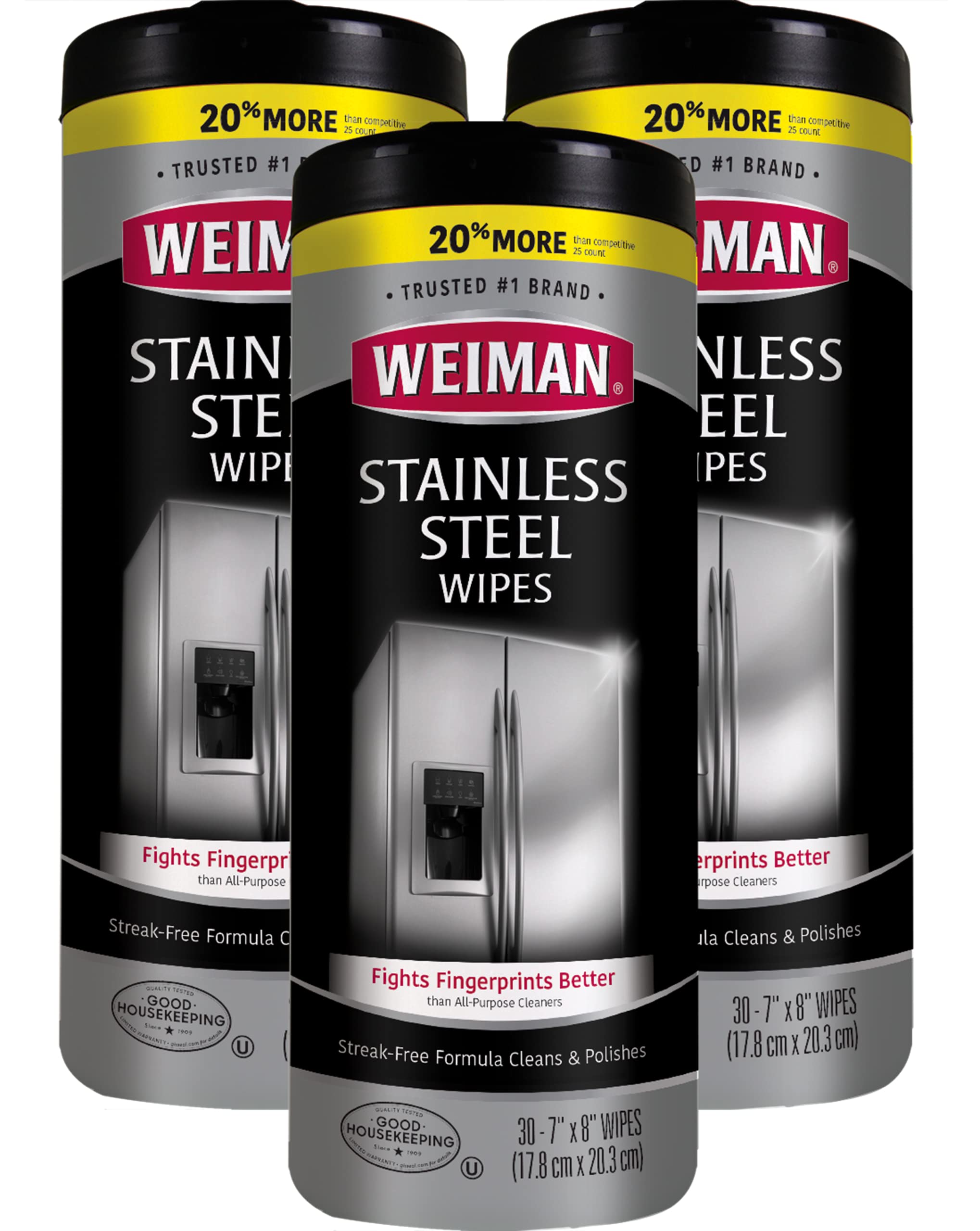 Weiman Stainless Steel Cleaner and Polish Wipes, 30 Count