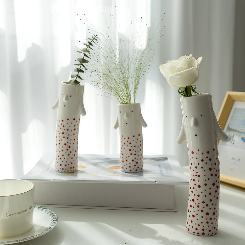 Handcrafted Ceramic White Flower Duck Vase