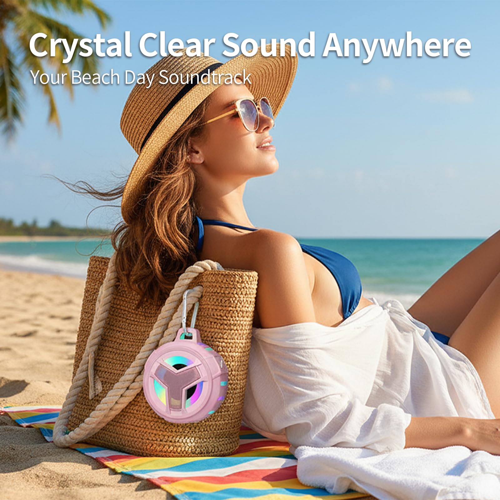 EBODA Bluetooth Shower Speaker, Portable Bluetooth Speakers, IP67 Waterproof Wireless Speaker with LED Light, Floating, 2000mAh, True Wireless Stereo for Kayak, Beach, Gifts for unisex -Black