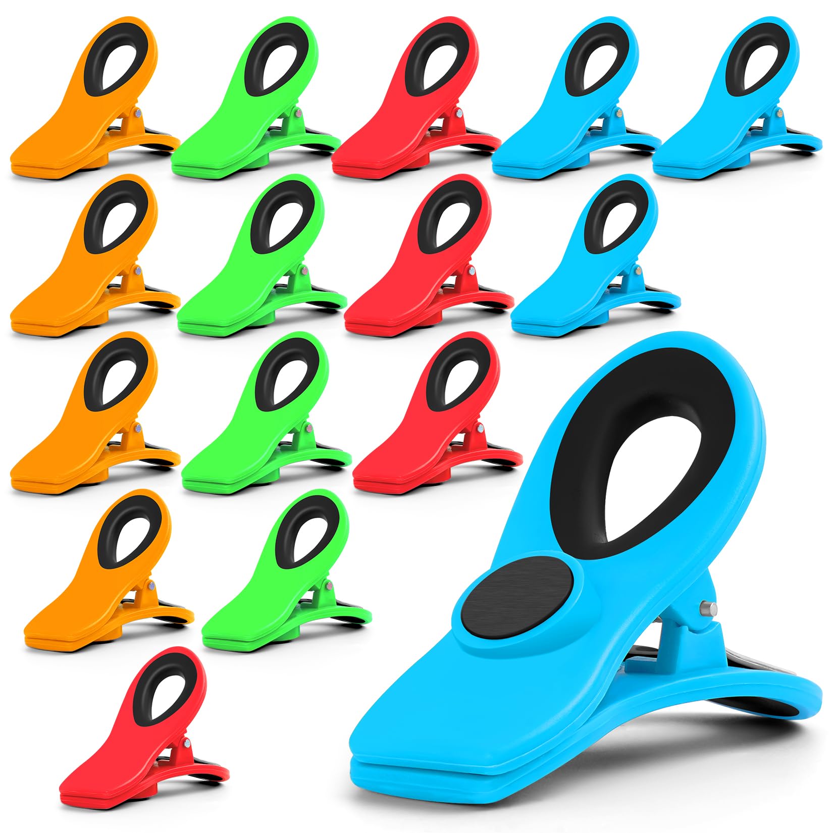 12 Pack Chip Clips Bag Clips, Magnetic Bag Clip for Food Storage Heavy Duty, Plastic Food Clip for Chips, Snack, Kitchen, Refrigerator, Garden, Sewing, Fabric, Clothes Pins
