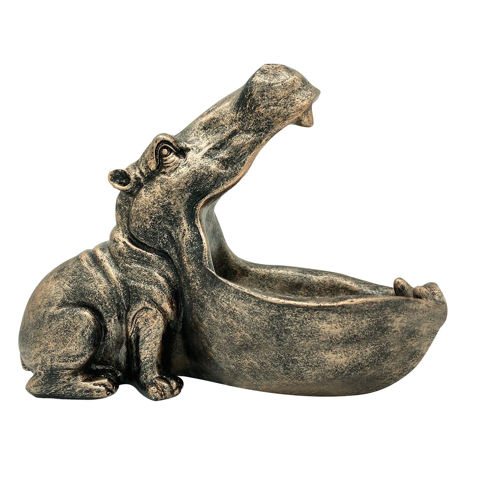 aboxoo Hippo Statue,Large Hippopotamus Figurine Home Sculpture with Resin, Hippo Candy Jar, Candy Dish Bowl for Office Desk, Key Bowl for Entryway Table,Container Storage Art Decor Box(Dark Blue)