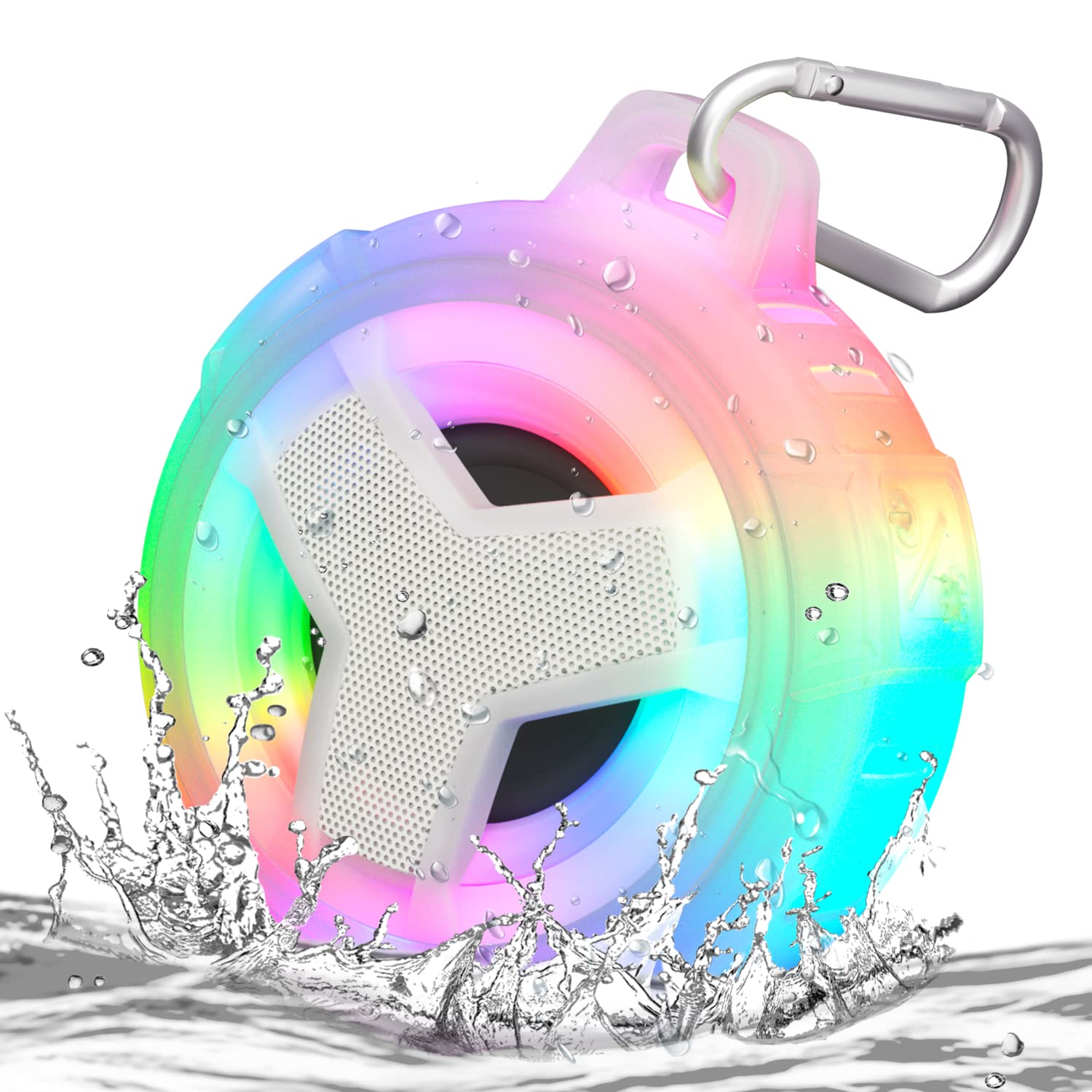 EBODA Bluetooth Shower Speaker, Portable Bluetooth Speakers, IP67 Waterproof Wireless Speaker with LED Light, Floating, 2000mAh, True Wireless Stereo for Kayak, Beach, Gifts for unisex -Black