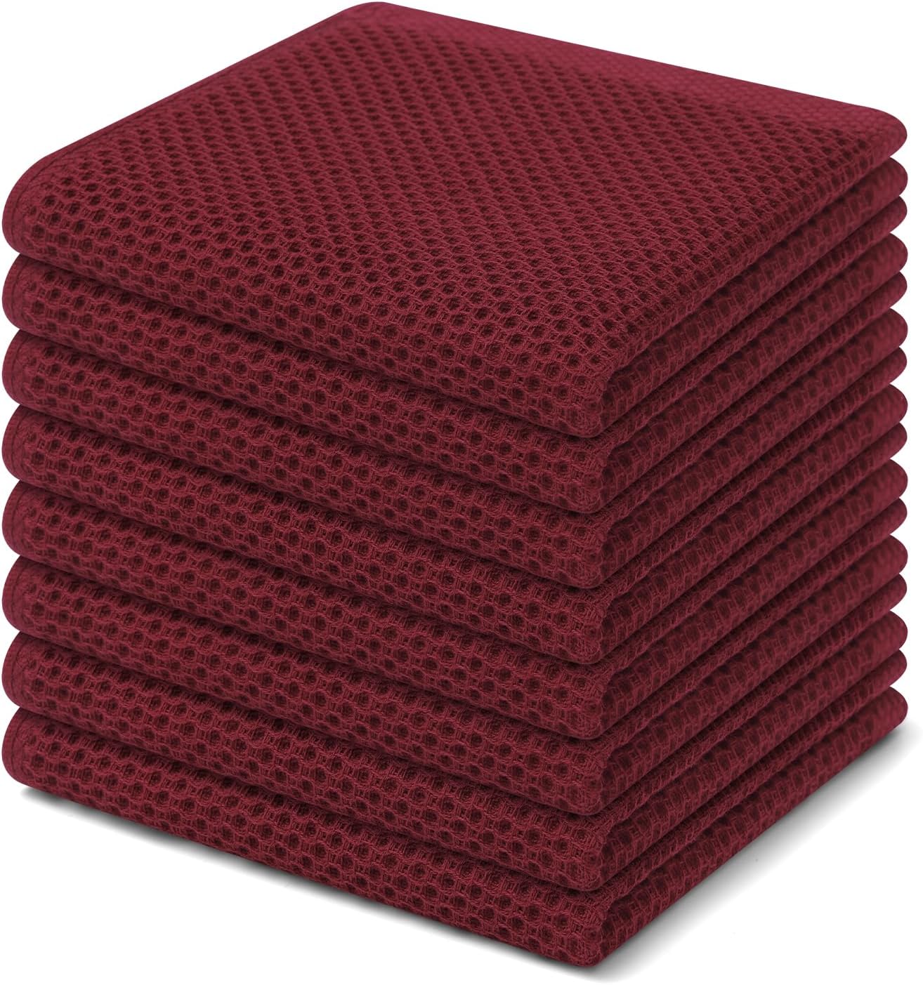 Homaxy 100% Cotton Waffle Weave Kitchen Dish Cloths, Ultra Soft Absorbent Quick Drying Dish Towels, 12 x 12 Inches, 6-Pack, Apricot