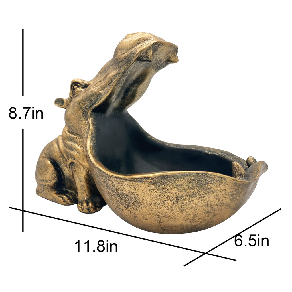 aboxoo Hippo Statue,Large Hippopotamus Figurine Home Sculpture with Resin, Hippo Candy Jar, Candy Dish Bowl for Office Desk, Key Bowl for Entryway Table,Container Storage Art Decor Box(Dark Blue)