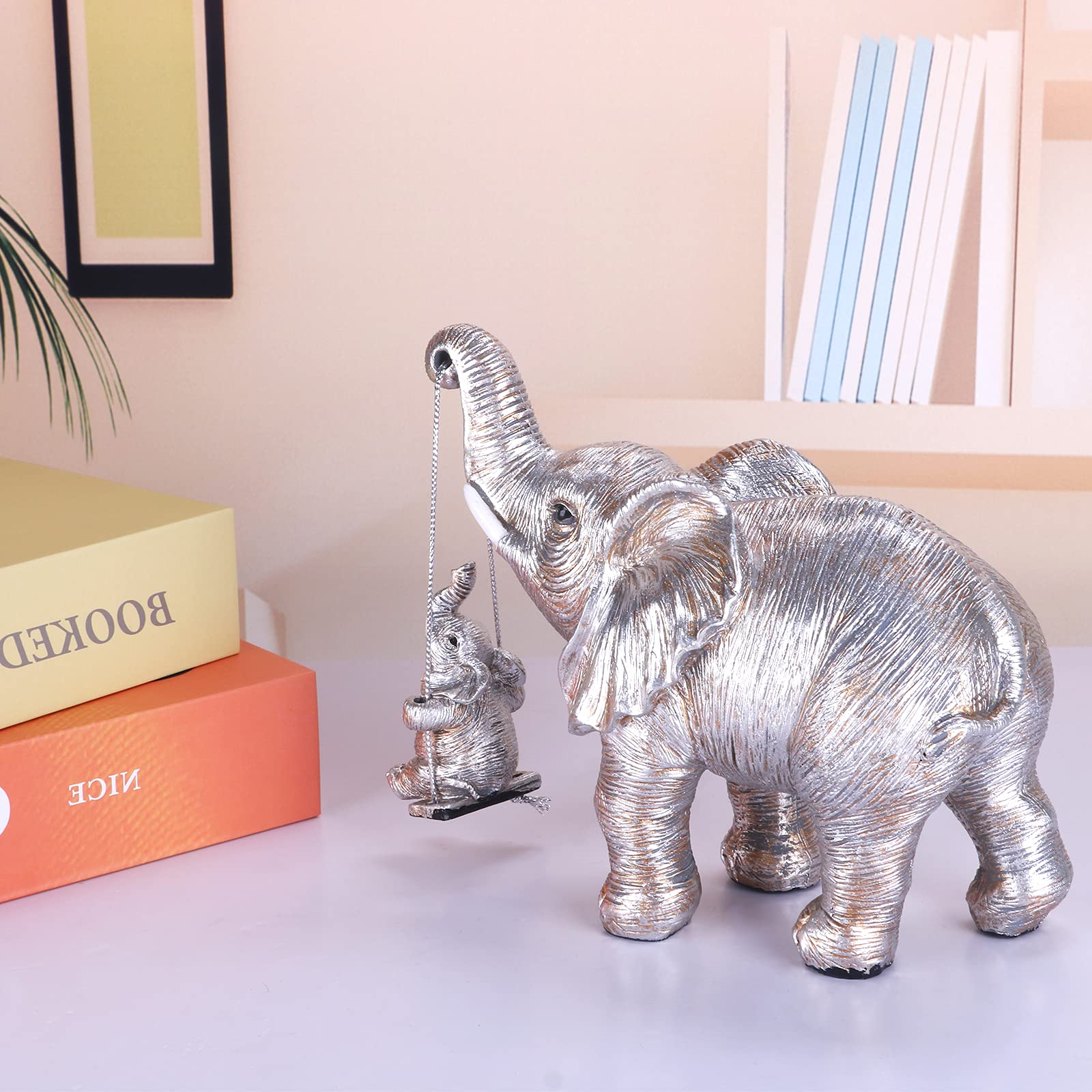 Elephant Statue. Gold Elephant Decor Brings Good Luck, Health, Strength. Elephant Gifts for Women, Mom Gifts. Decorations