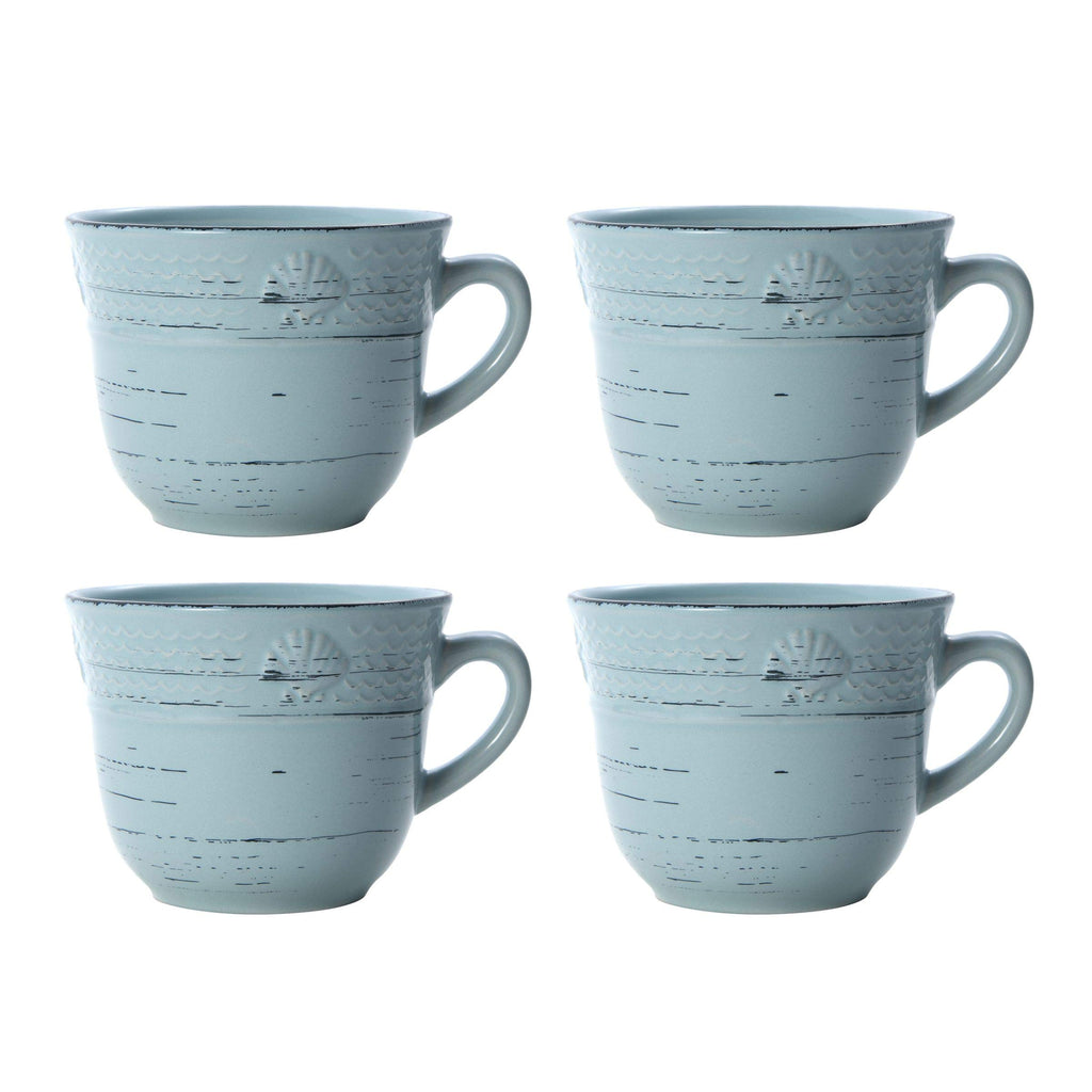 Pfaltzgraff Trellis White 16-Piece Stoneware Dinnerware Set, Service for 4, Distressed White Finish, Microwave & Dishwasher Safe Plates and Bowls