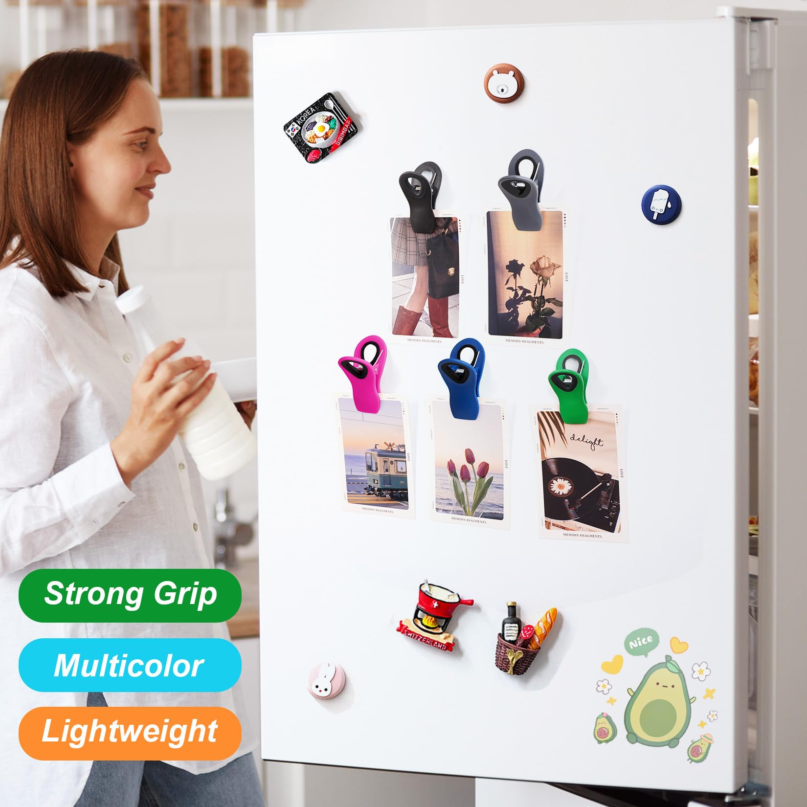 12 Pack Chip Clips Bag Clips, Magnetic Bag Clip for Food Storage Heavy Duty, Plastic Food Clip for Chips, Snack, Kitchen, Refrigerator, Garden, Sewing, Fabric, Clothes Pins