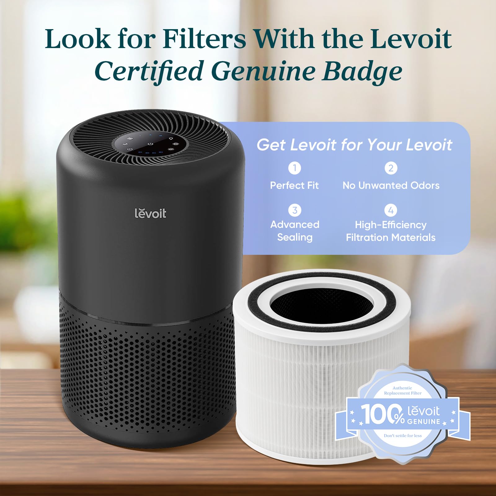 LEVOIT Air Purifier for Home Allergens Pet Hair in Bedroom, Covers Up to 1073 ft² by 56W High Torque Motor, AHAM VERIFIDE, 3-in-1 Filter with HEPA Sleep Mode, Remove Dust Smoke Odor, Core300-P, Black