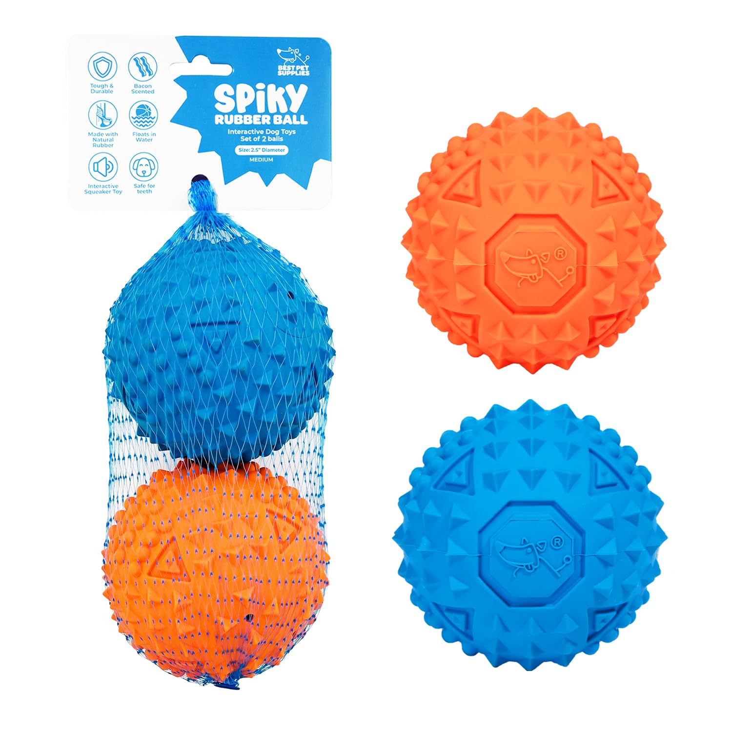 Best Pet Supplies Interactive Squeaky Dog Chew Toy, Ideal Dog Toys for Chewers, Small, Medium & Large Dogs, and Fetch Lovers - Crinkle Duck (Blue), Large