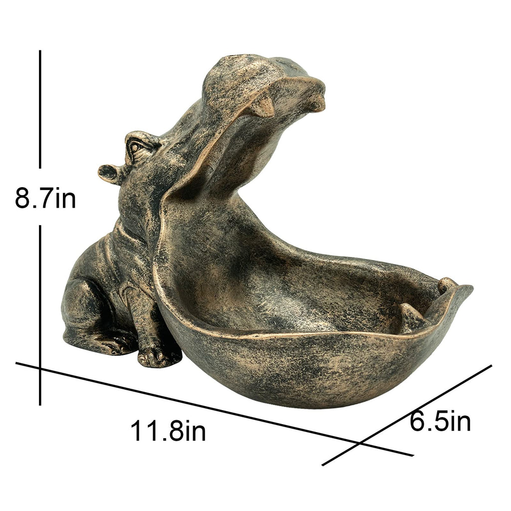 aboxoo Hippo Statue,Large Hippopotamus Figurine Home Sculpture with Resin, Hippo Candy Jar, Candy Dish Bowl for Office Desk, Key Bowl for Entryway Table,Container Storage Art Decor Box(Dark Blue)