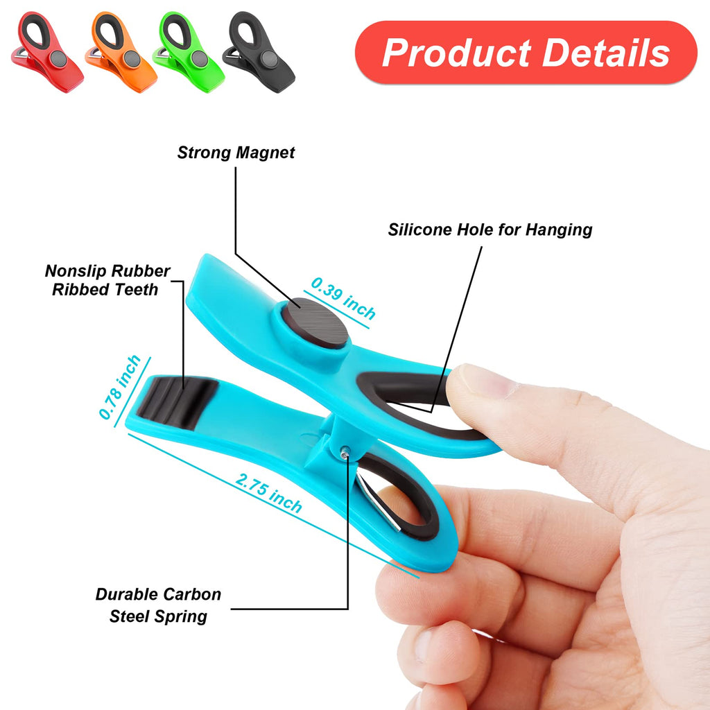 12 Pack Chip Clips Bag Clips, Magnetic Bag Clip for Food Storage Heavy Duty, Plastic Food Clip for Chips, Snack, Kitchen, Refrigerator, Garden, Sewing, Fabric, Clothes Pins