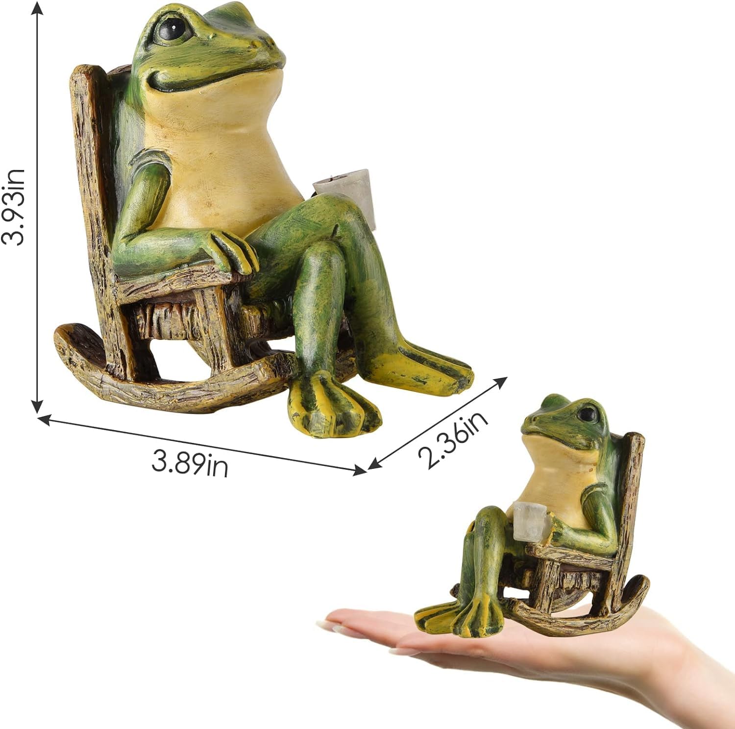 Miniature Frog Garden Statue Gifts Easter Decorations Outdoor Fairy Garden Accessories Outdoor Lights Solar Garden Frog Decor Art Housewarming Gift for Patio,Yard,Lawn Ornament,3.89"x2.36"x3.93
