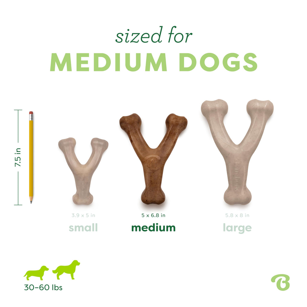 Benebone Wishbone Durable Dog Chew Toy for Aggressive Chewers, Real Bacon, Made in USA, Medium