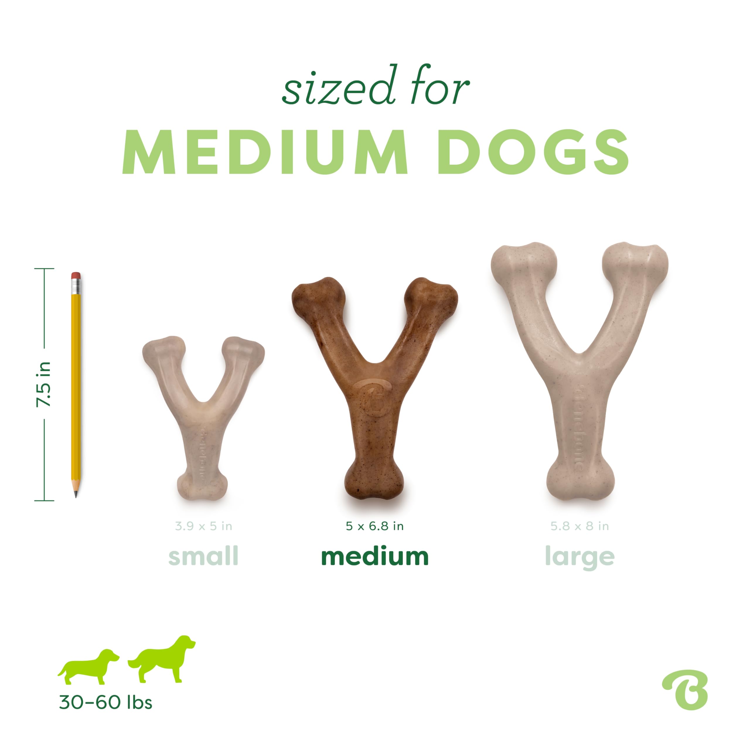 Benebone Wishbone Durable Dog Chew Toy for Aggressive Chewers, Real Bacon, Made in USA, Medium