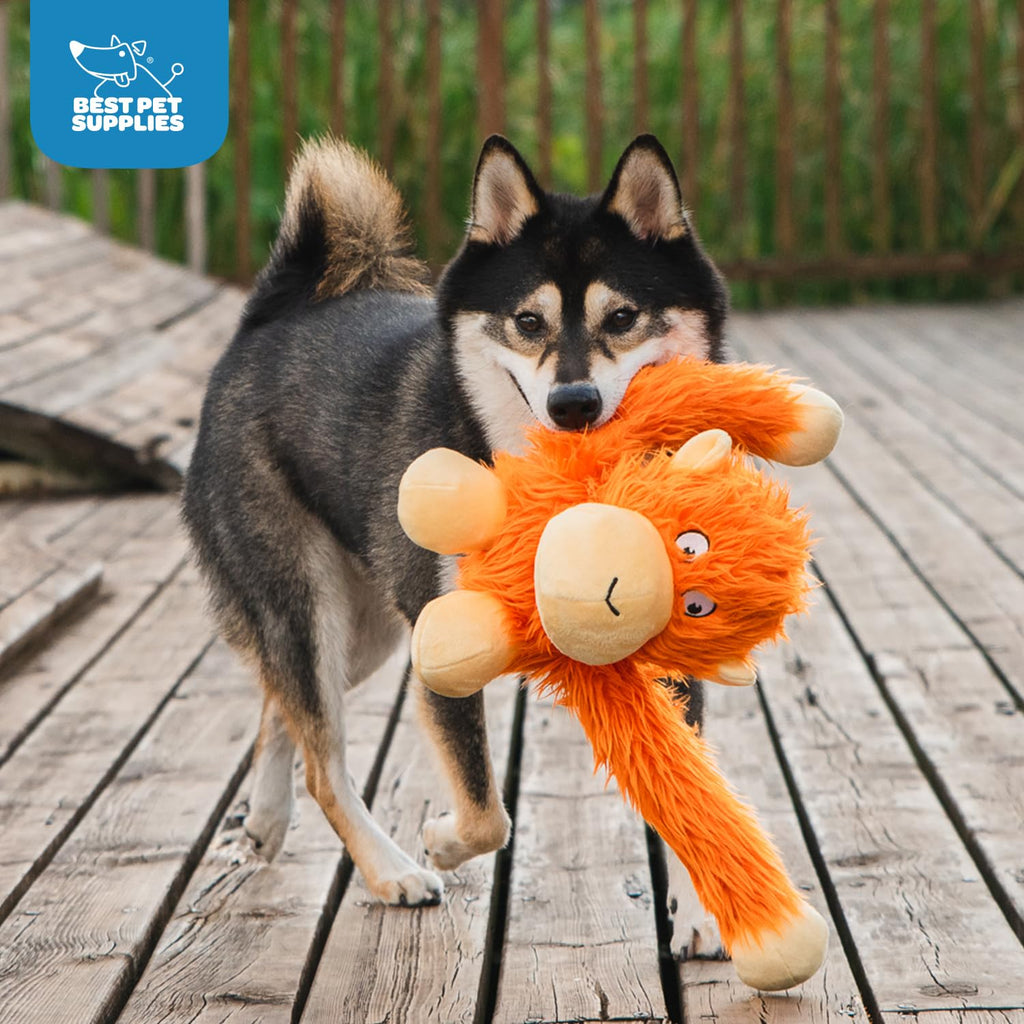 Best Pet Supplies Interactive Squeaky Dog Chew Toy, Ideal Dog Toys for Chewers, Small, Medium & Large Dogs, and Fetch Lovers - Crinkle Duck (Blue), Large