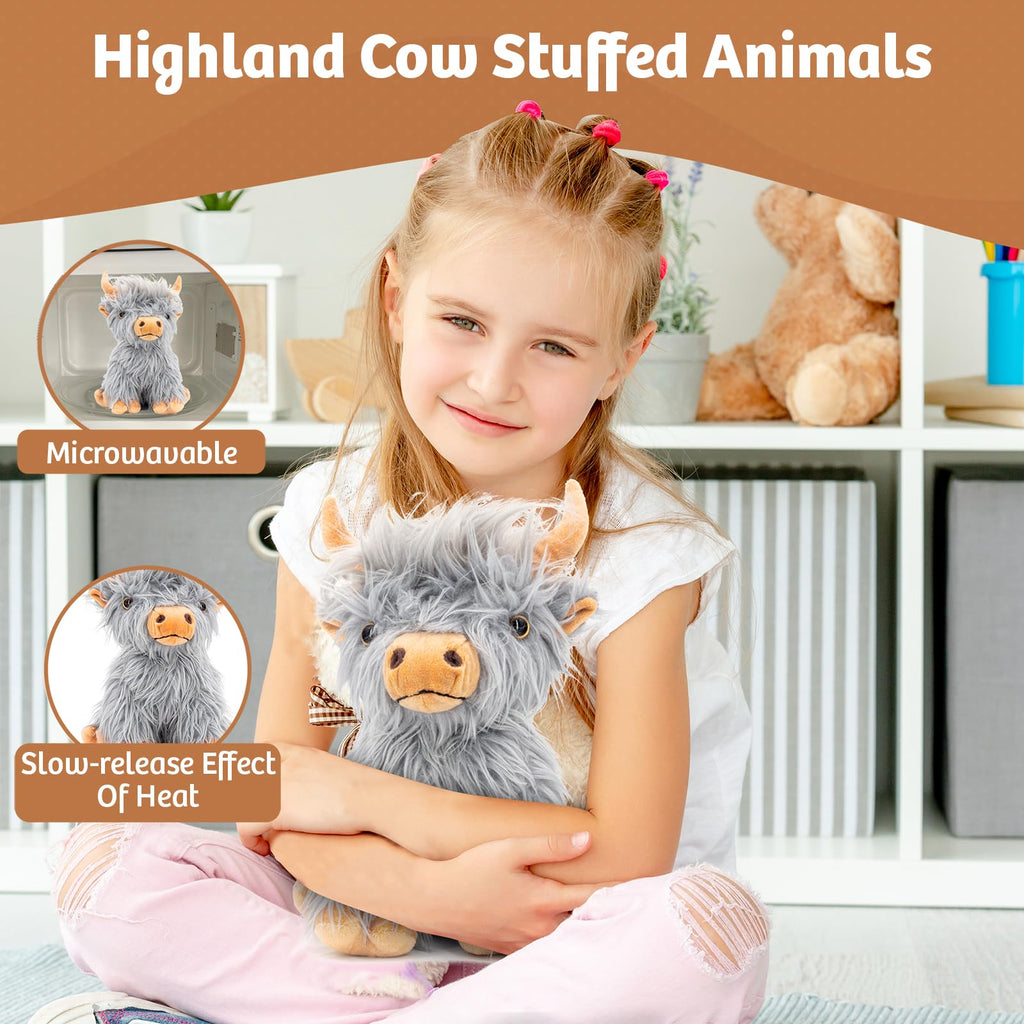 Marysun Microwavable Highland Cow Stuffed Animal - Weighted Stuffed Animal Plush, Heating Pad, Cozy