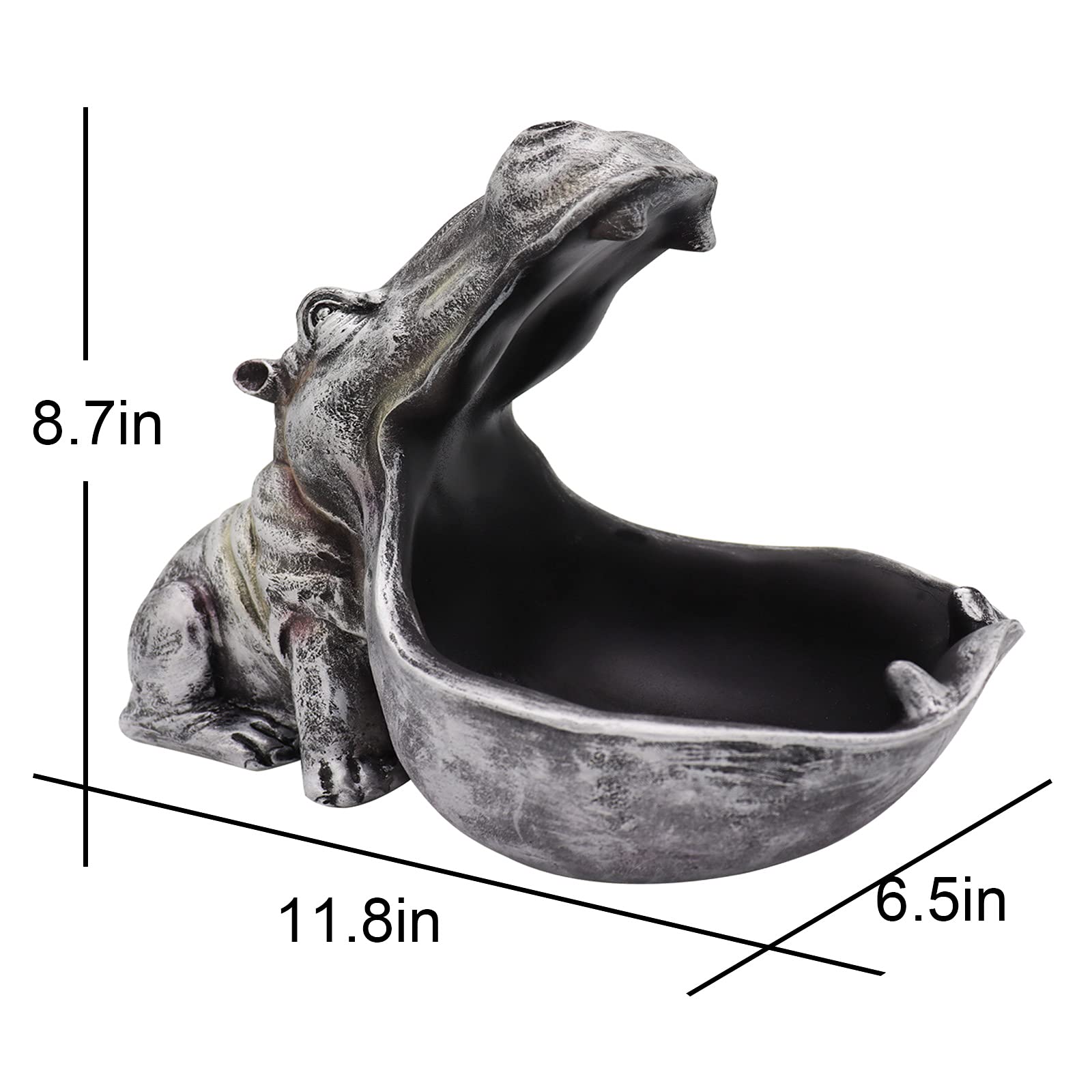 aboxoo Hippo Statue,Large Hippopotamus Figurine Home Sculpture with Resin, Hippo Candy Jar, Candy Dish Bowl for Office Desk, Key Bowl for Entryway Table,Container Storage Art Decor Box(Dark Blue)