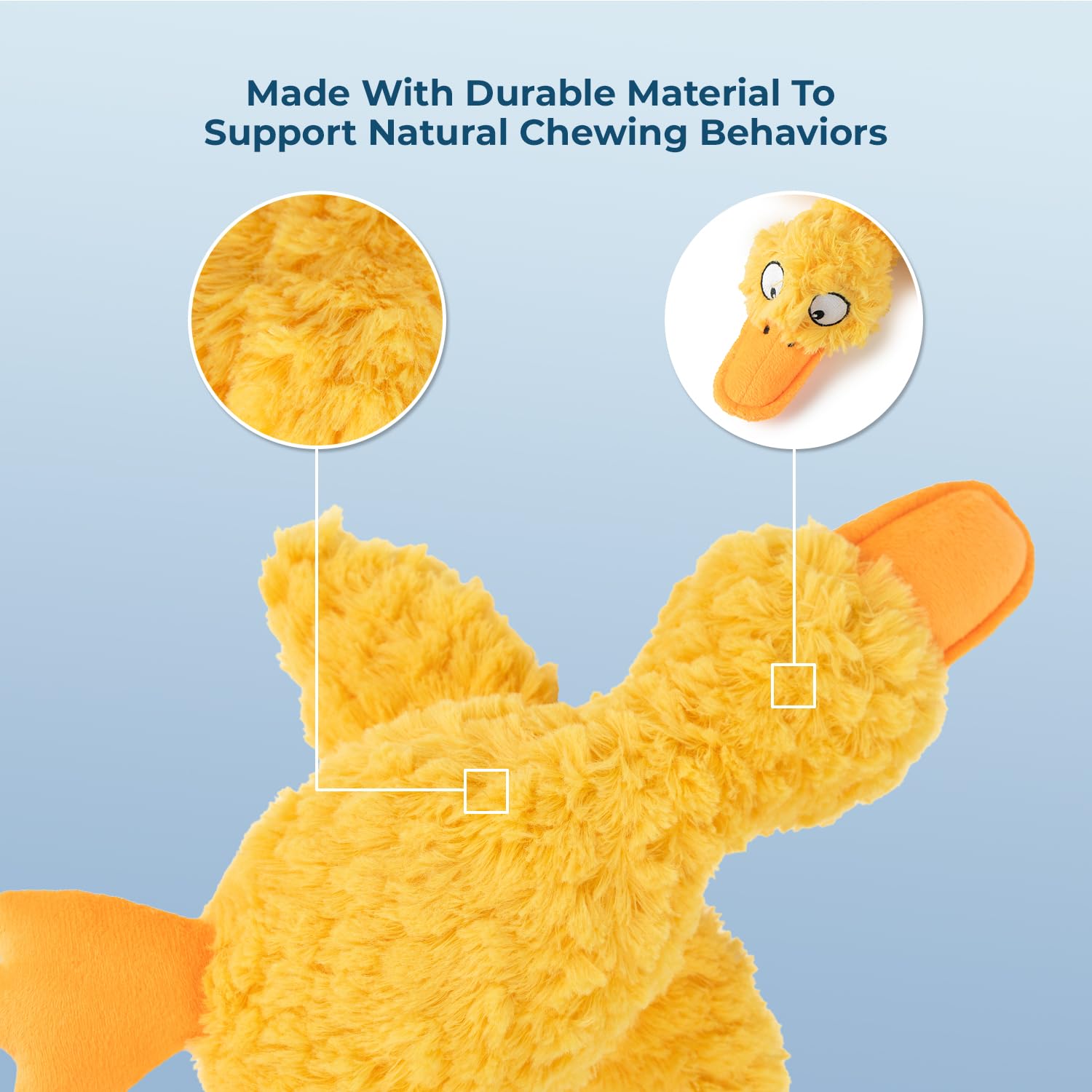 Best Pet Supplies Interactive Squeaky Dog Chew Toy, Ideal Dog Toys for Chewers, Small, Medium & Large Dogs, and Fetch Lovers - Crinkle Duck (Blue), Large