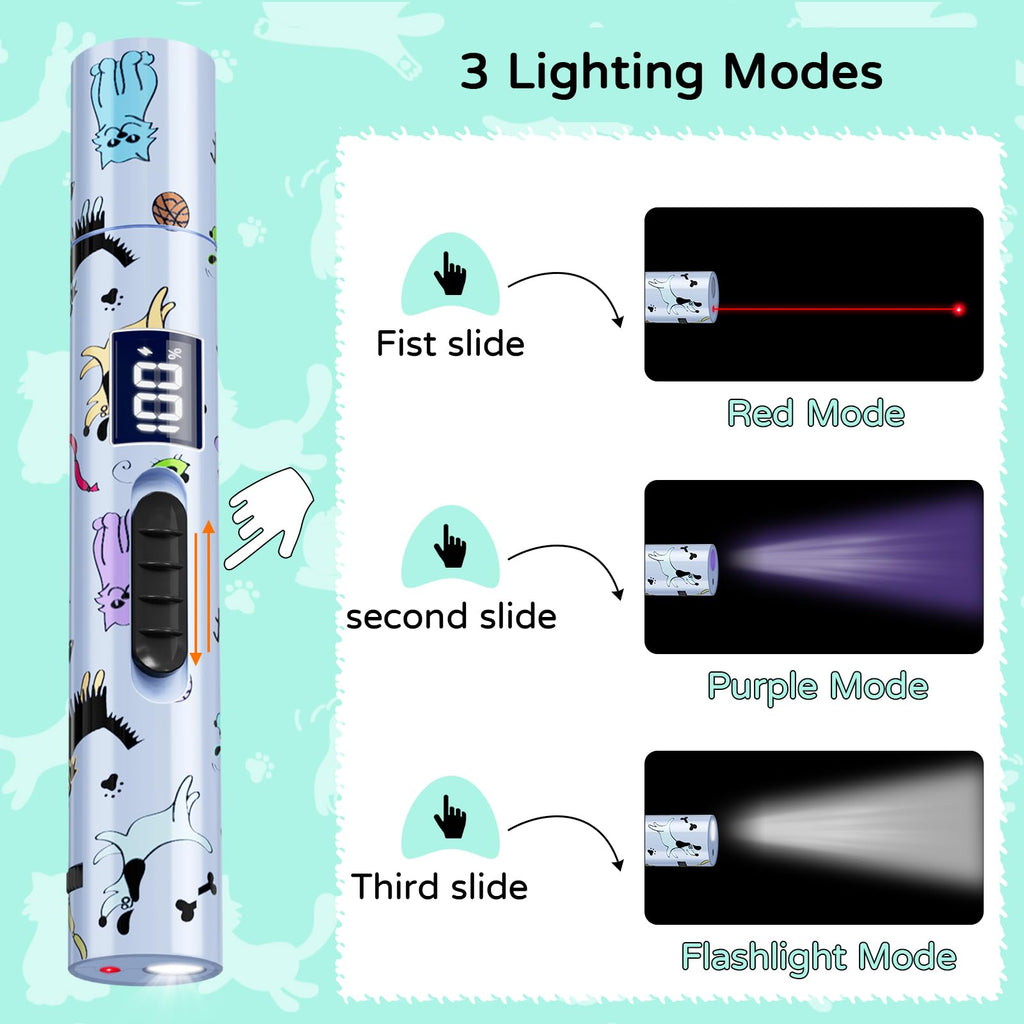 TBTeek Cat Toys, Rechargeable, 3 Light Modes & 5 Fun Patterns, Portable Interactive Kitten Pet Dog Cat Mouse Toy for Fun Chase Play Exercise