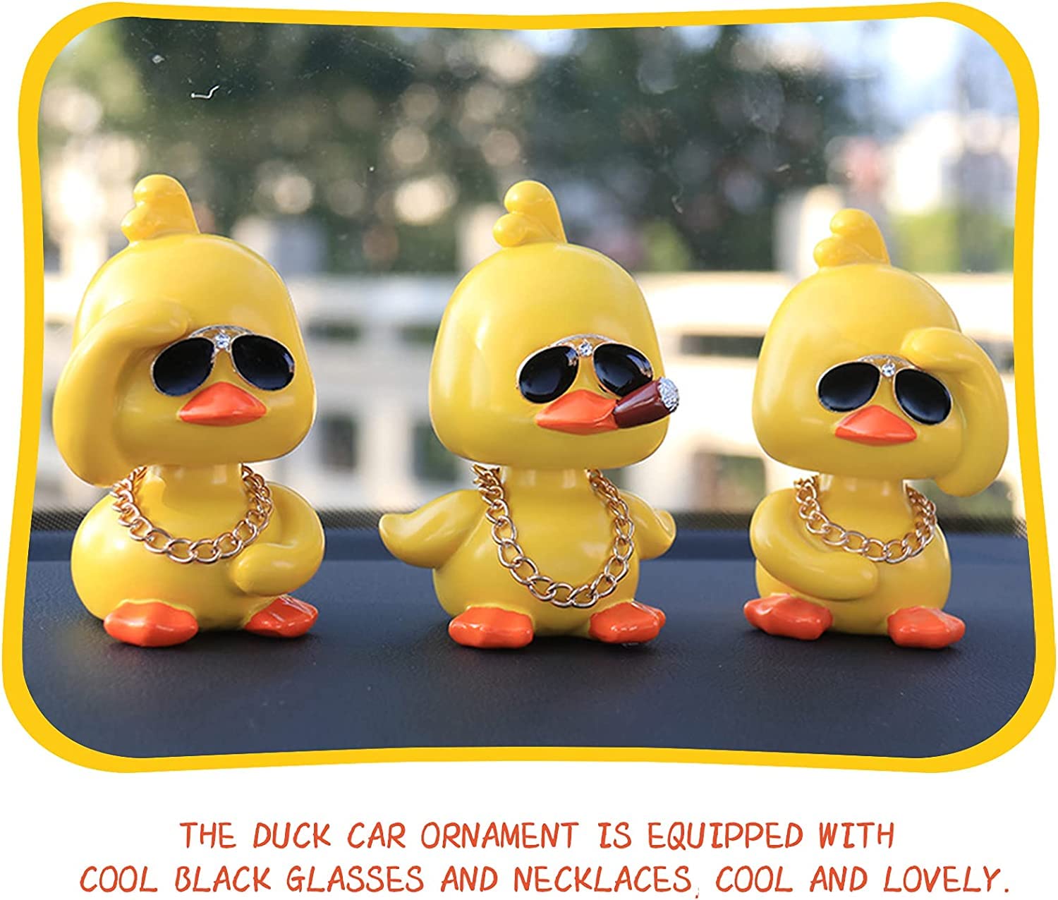 wonuu Cute Yellow Duck Car Ornaments Cool Duck Car Dashboard Decorations Shaking Head Doll