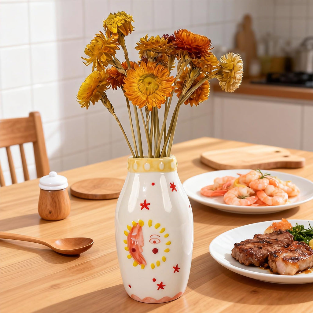 Handcrafted Ceramic White Flower Duck Vase