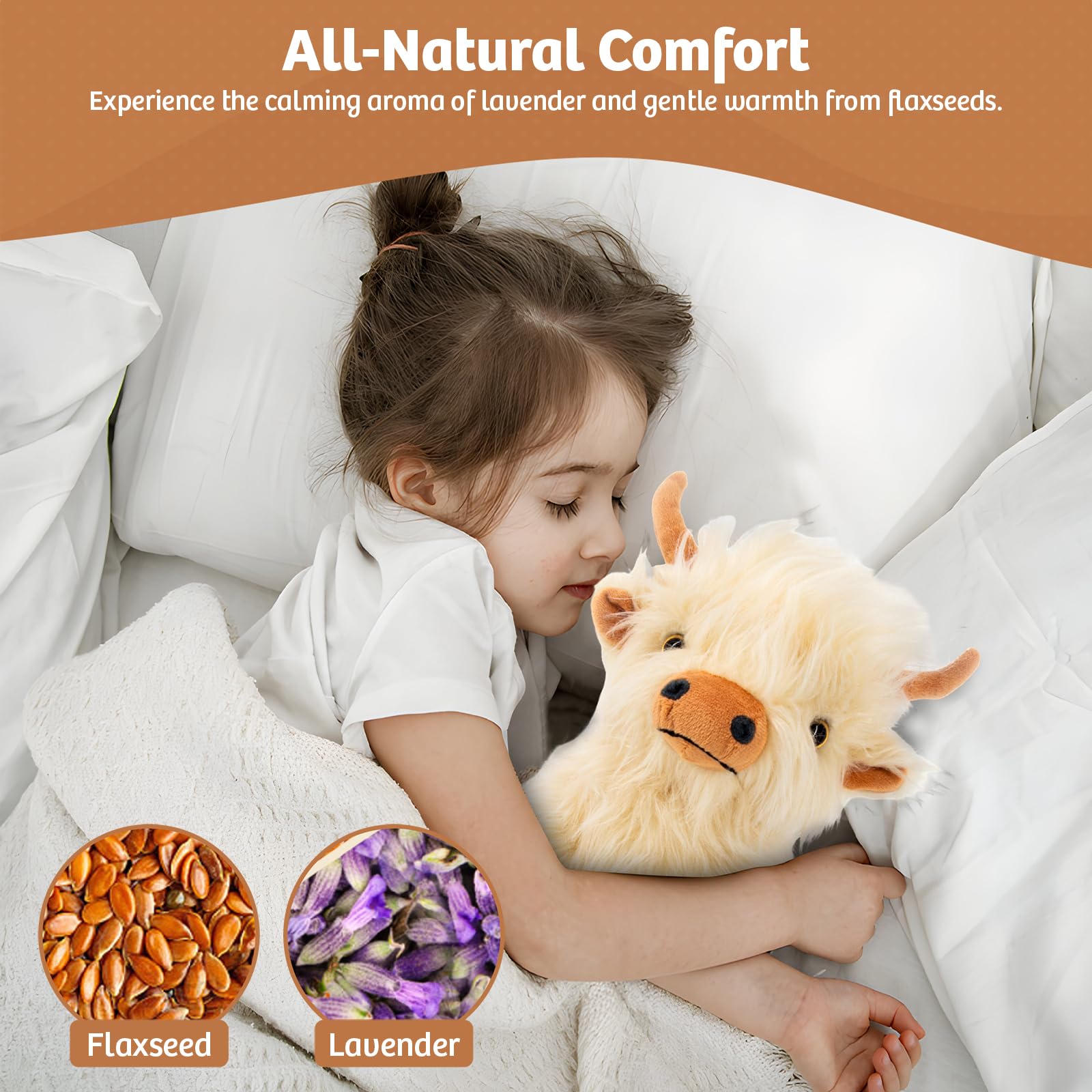 Marysun Microwavable Highland Cow Stuffed Animal - Weighted Stuffed Animal Plush, Heating Pad, Cozy