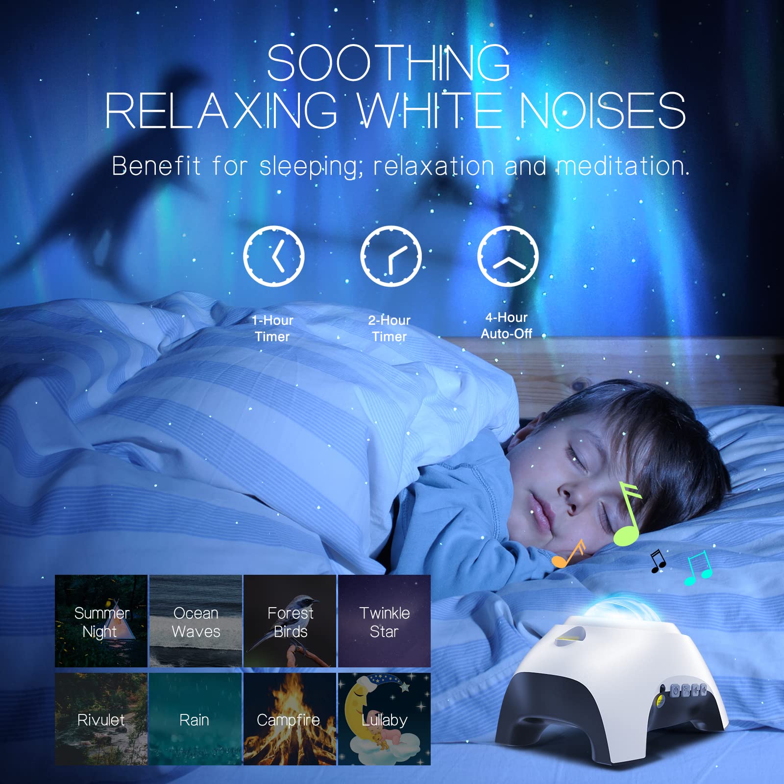 Northern Galaxy Aurora Projector – 33 Dynamic Light Effects, LED Star & Nebula Night Light with Remote Control, White Noise Sounds, and Bluetooth Speaker for Bedroom & Parties