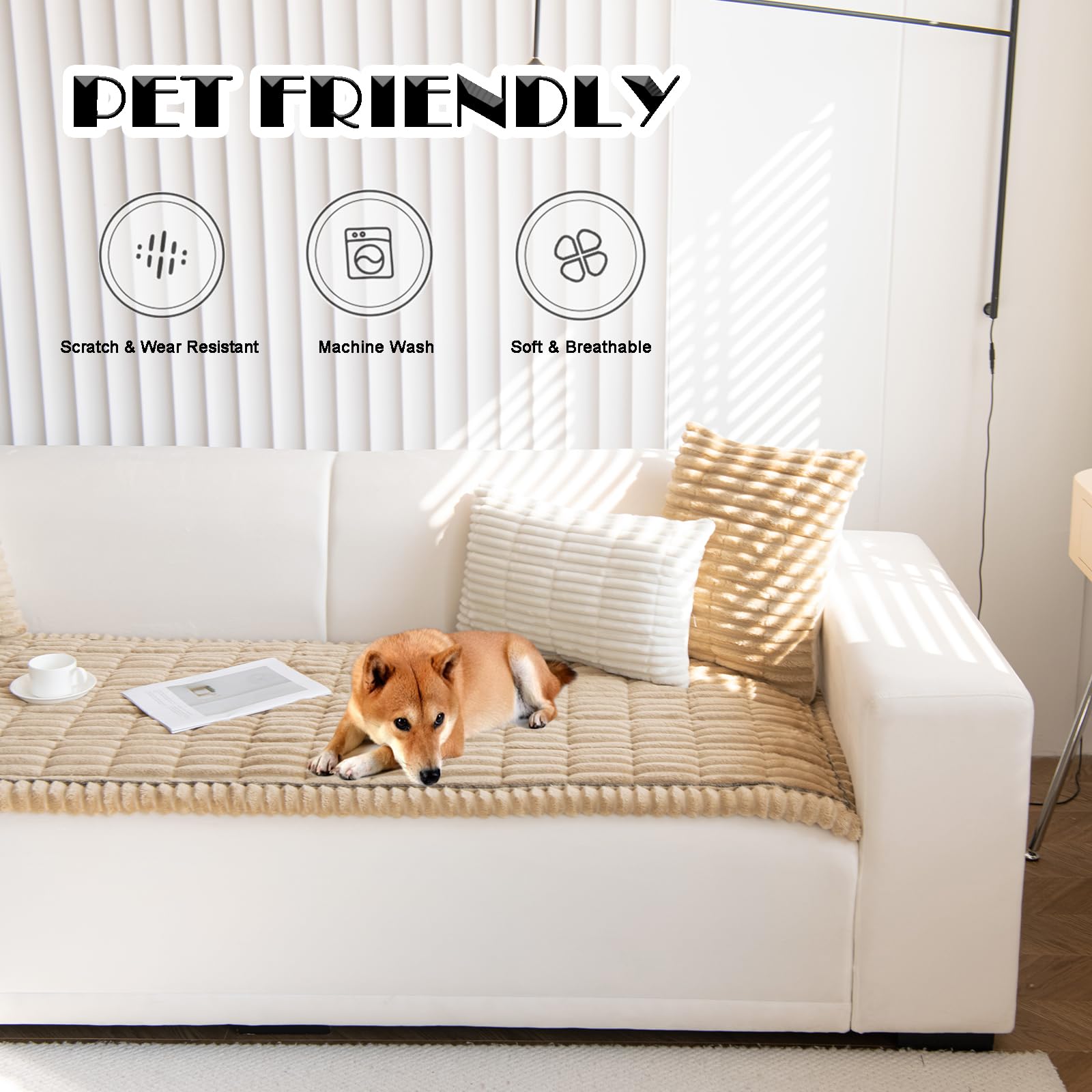 ZQFFB Pet Couch Cover Dogs Washable Non-Slip Couch Protector Pet Friendly Dog Mat for Couches and Sofas