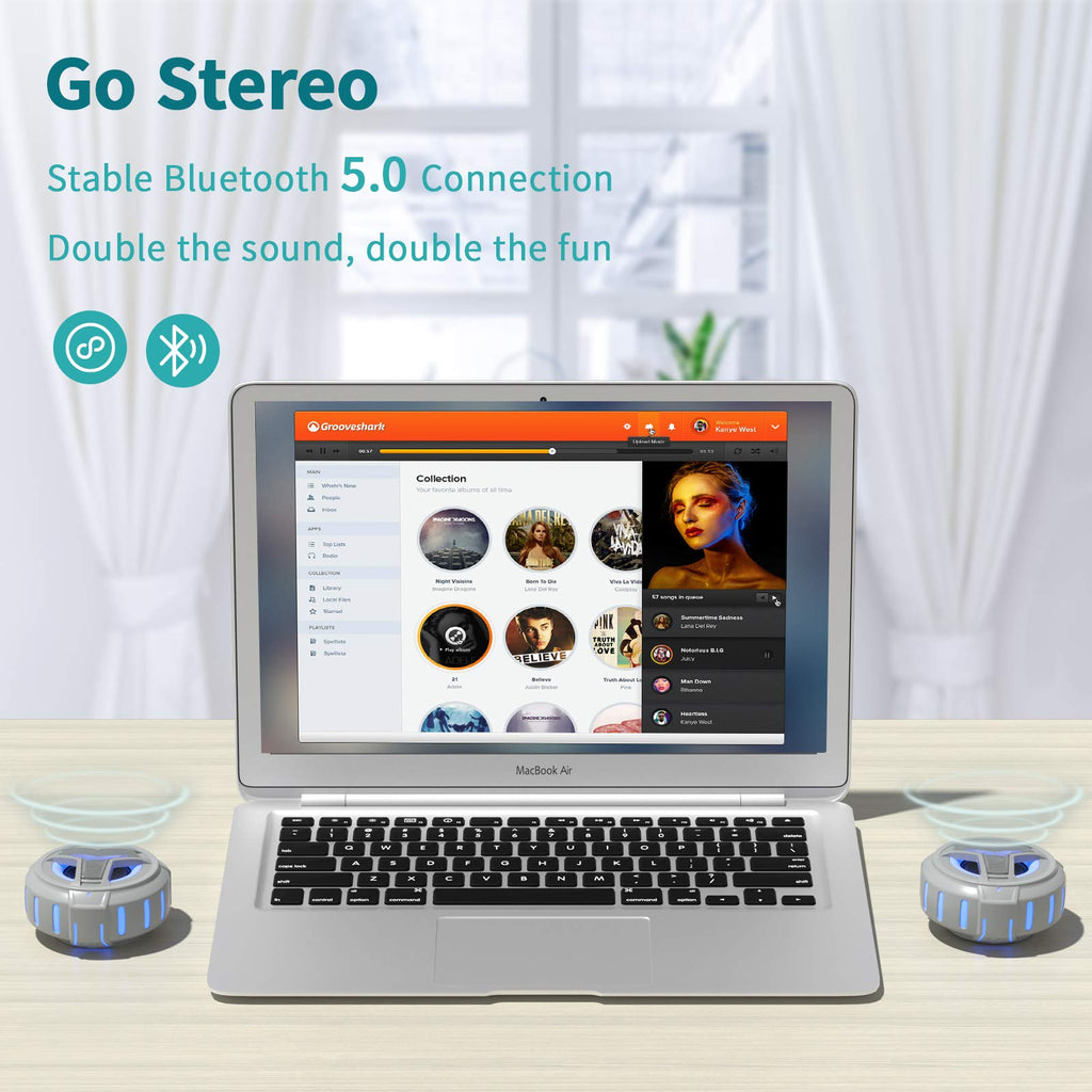 EBODA Bluetooth Shower Speaker, Portable Bluetooth Speakers, IP67 Waterproof Wireless Speaker with LED Light, Floating, 2000mAh, True Wireless Stereo for Kayak, Beach, Gifts for unisex -Black
