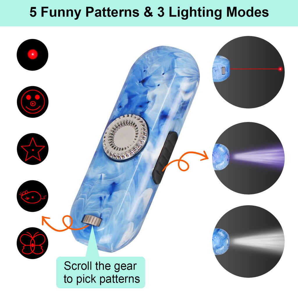 TBTeek Cat Toys, Rechargeable, 3 Light Modes & 5 Fun Patterns, Portable Interactive Kitten Pet Dog Cat Mouse Toy for Fun Chase Play Exercise