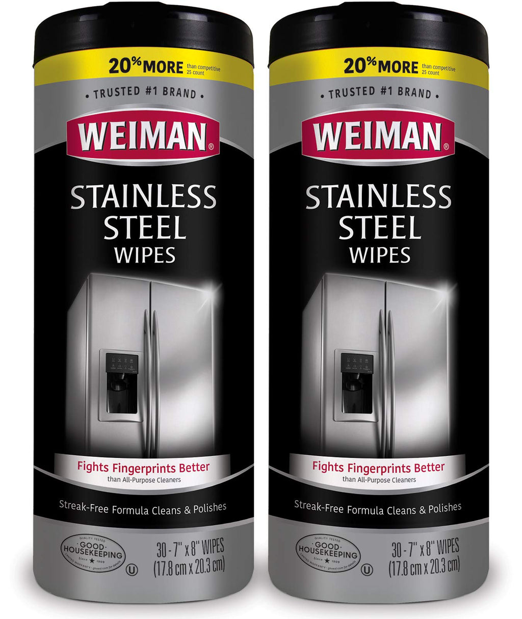 Weiman Stainless Steel Cleaner and Polish Wipes, 30 Count