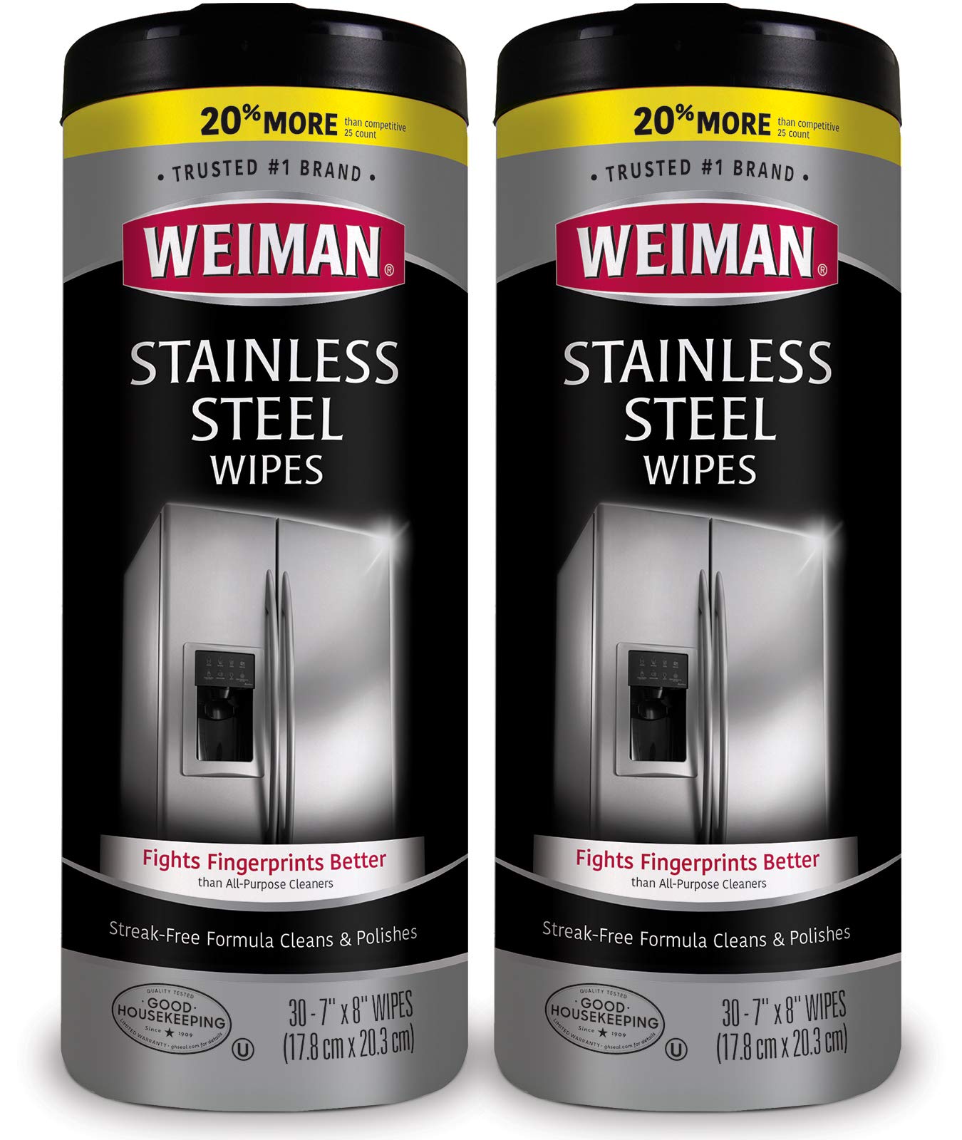 Weiman Stainless Steel Cleaner and Polish Wipes, 30 Count