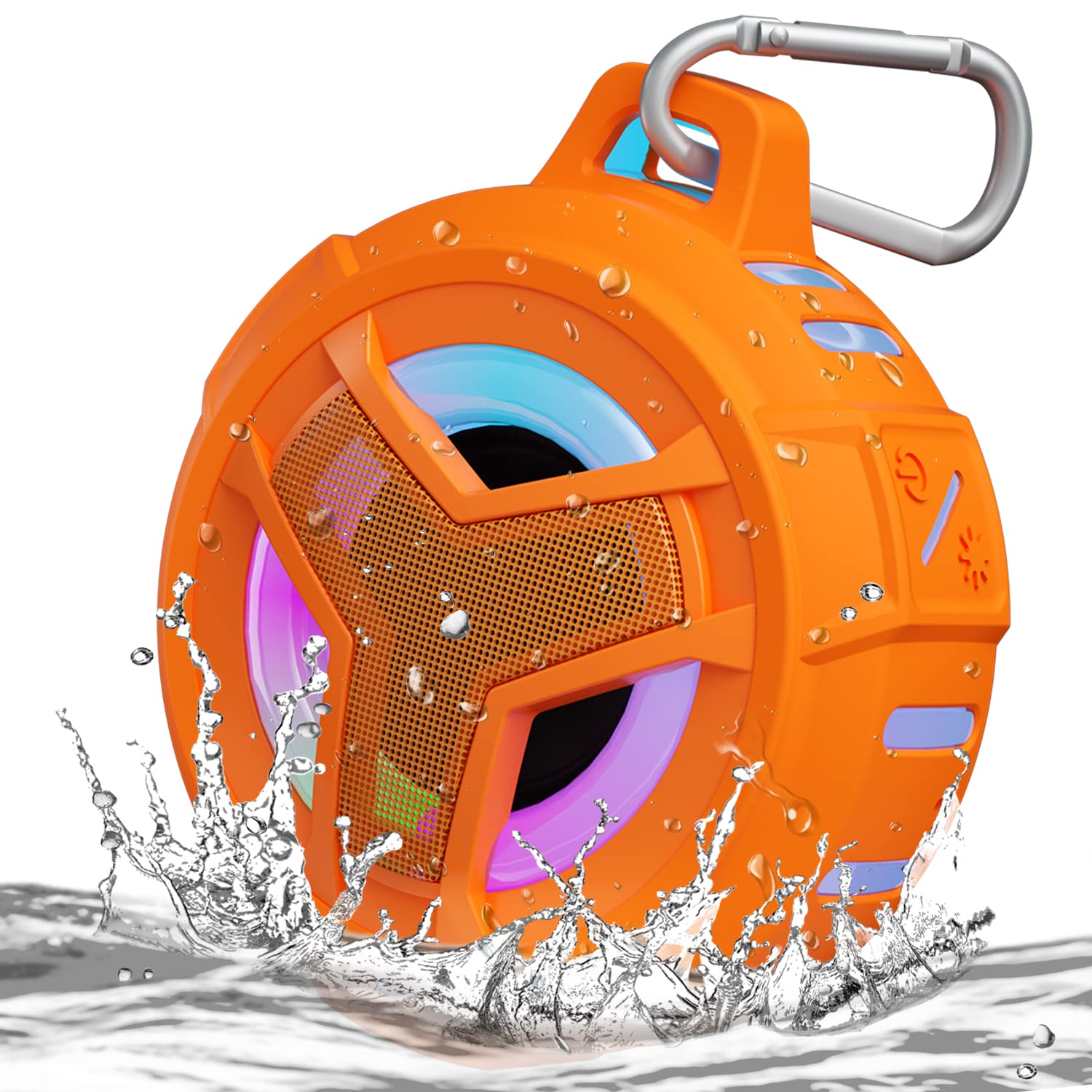 EBODA Bluetooth Shower Speaker, Portable Bluetooth Speakers, IP67 Waterproof Wireless Speaker with LED Light, Floating, 2000mAh, True Wireless Stereo for Kayak, Beach, Gifts for unisex -Black