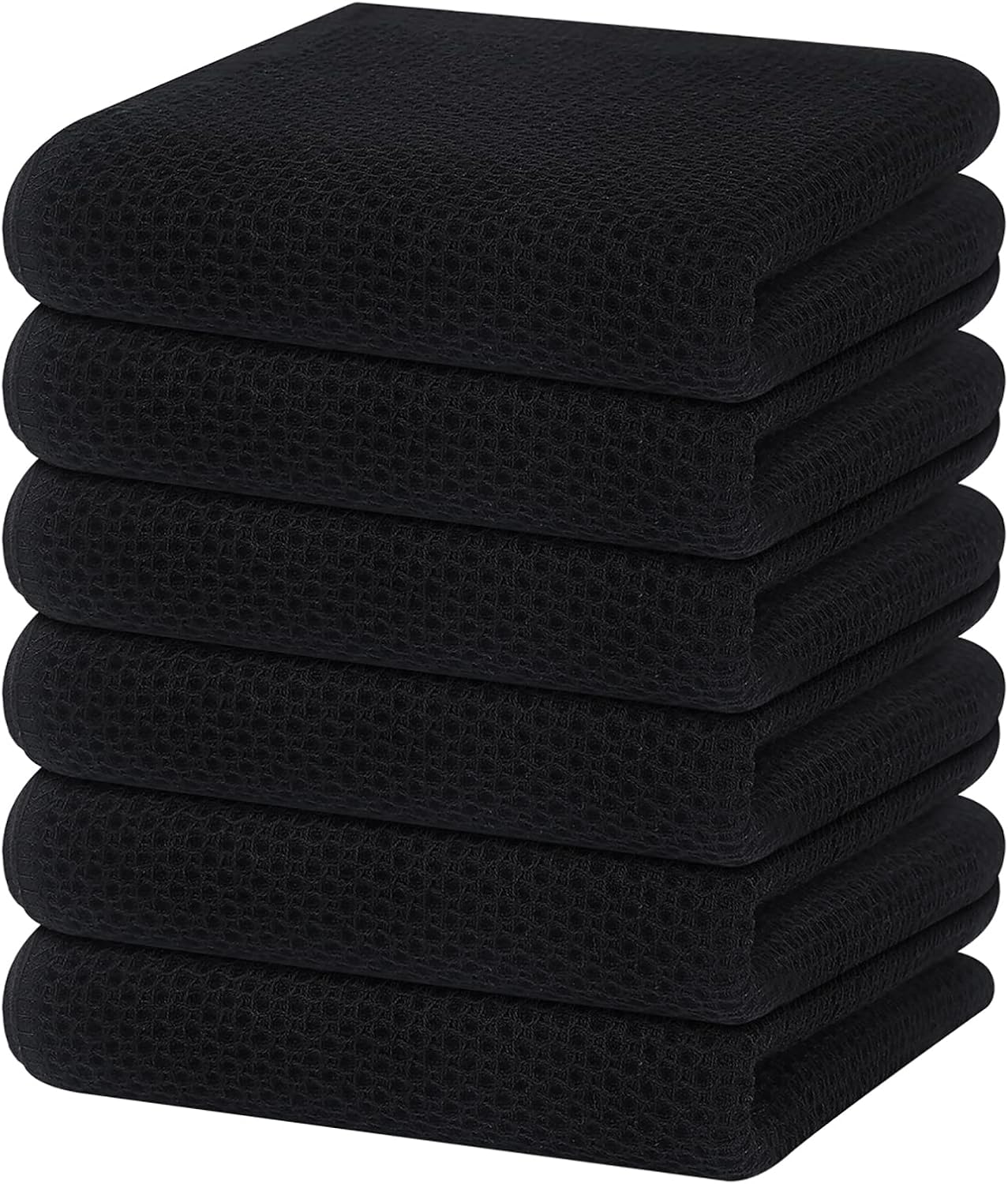 Homaxy 100% Cotton Waffle Weave Kitchen Dish Cloths, Ultra Soft Absorbent Quick Drying Dish Towels, 12 x 12 Inches, 6-Pack, Apricot