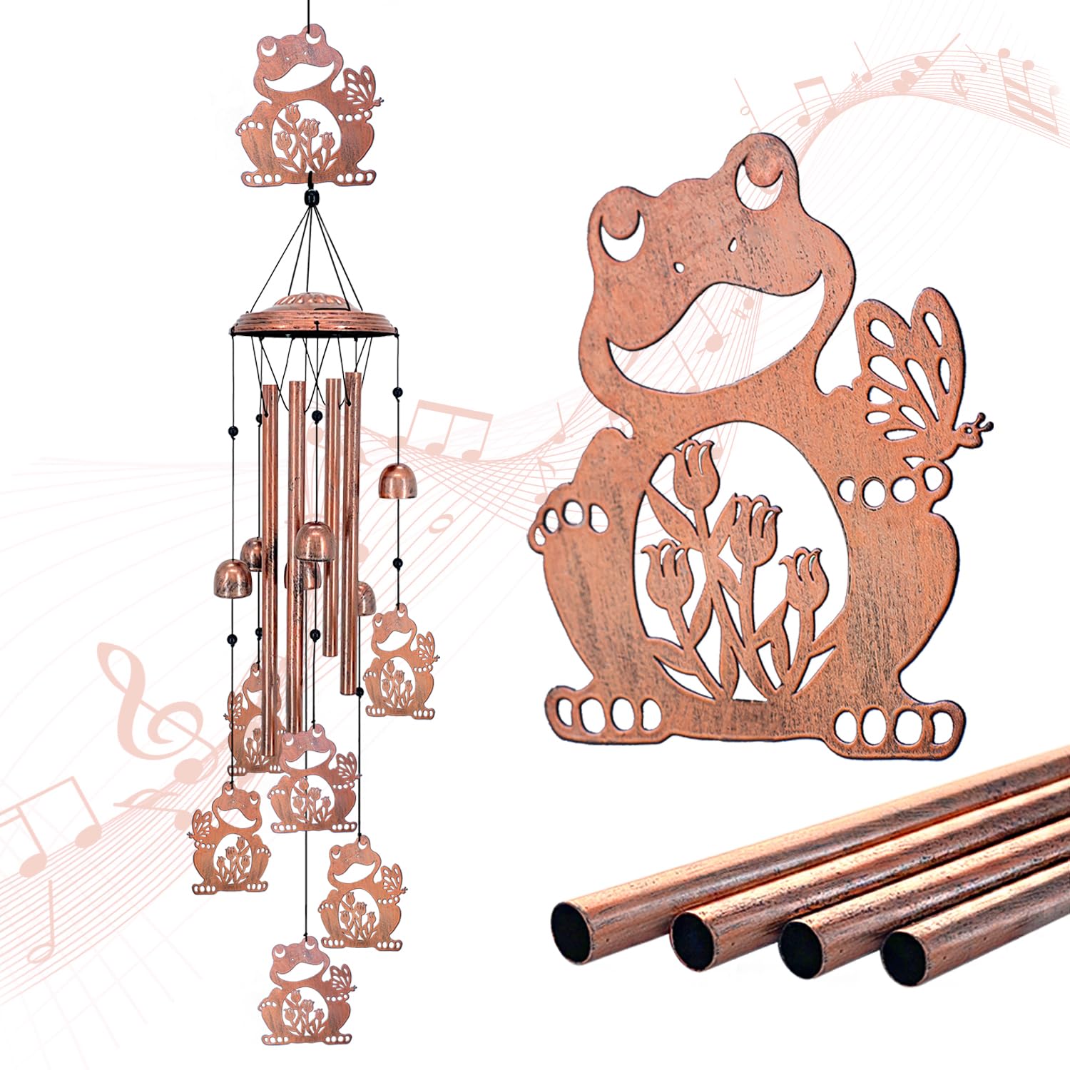 Cow Wind Chimes Outdoor Cow Gifts for Women/Men/Mom/Wife/Grandma Birthday Gifts Memorial Gift Metal WindChimes for Outside/Indoors, Lawn, Patio, Home, Porch, Yard Decor, Garden Decorations