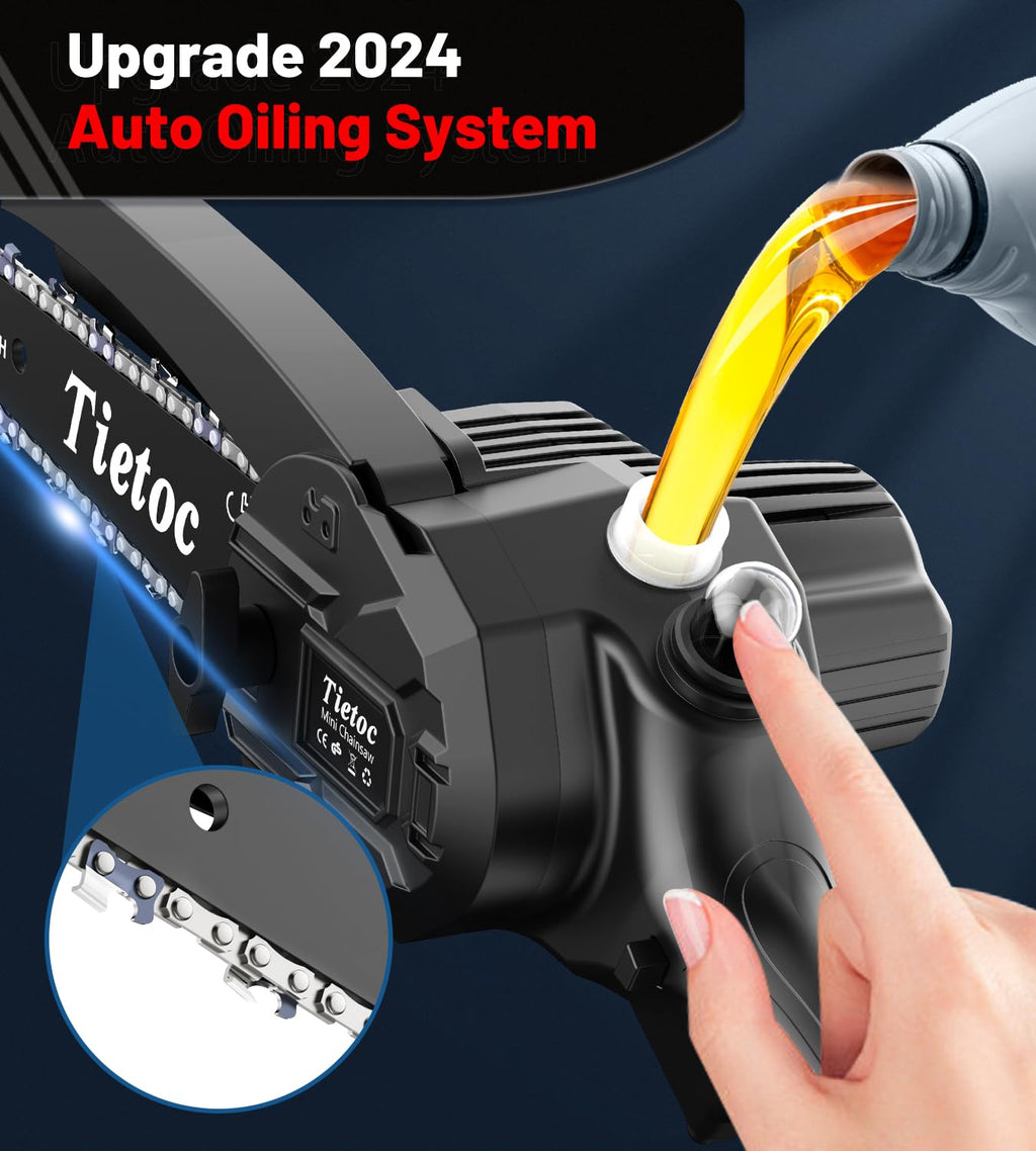 Tietoc Chainsaw 6 Inch Mini Electric Chainsaw Cordless Battery Powered, Hand Held Saw for Wood/Trees Trimming, Tools for Household and Garden, Chain Saw Gift for Men Dad Husband Fathers Gardener 2025