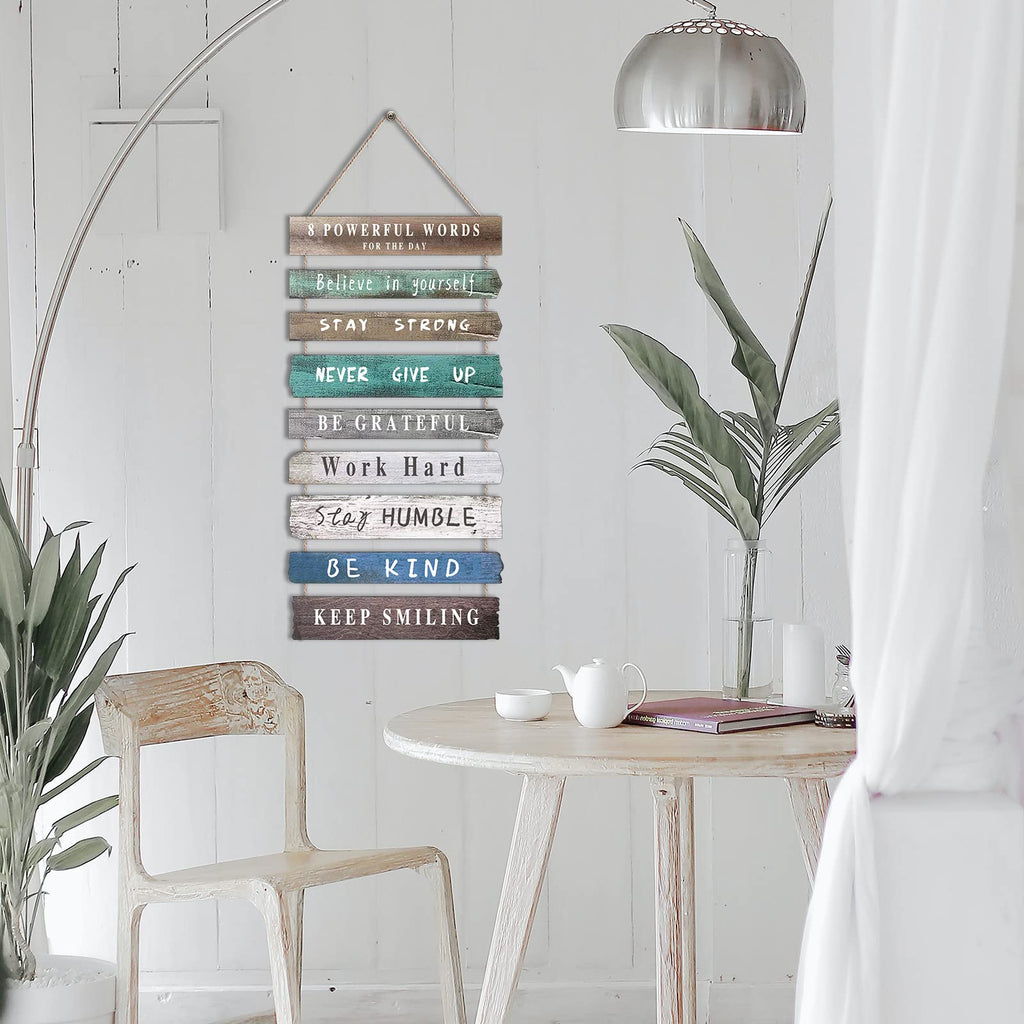 4 Pieces Home Wall Signs, THIS IS US/TOGETHER/BLESS THIS HOME/FAMILY Wall Decor For Living Room Bedroom, Rustic Wooden Farmhouse Wall Art , 4.7 x 13.8 Inch(Brown)