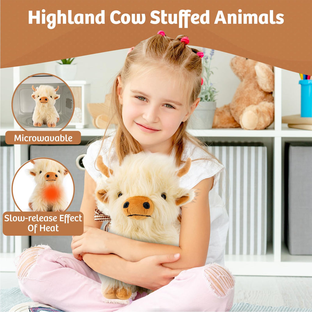 Marysun Microwavable Highland Cow Stuffed Animal - Weighted Stuffed Animal Plush, Heating Pad, Cozy