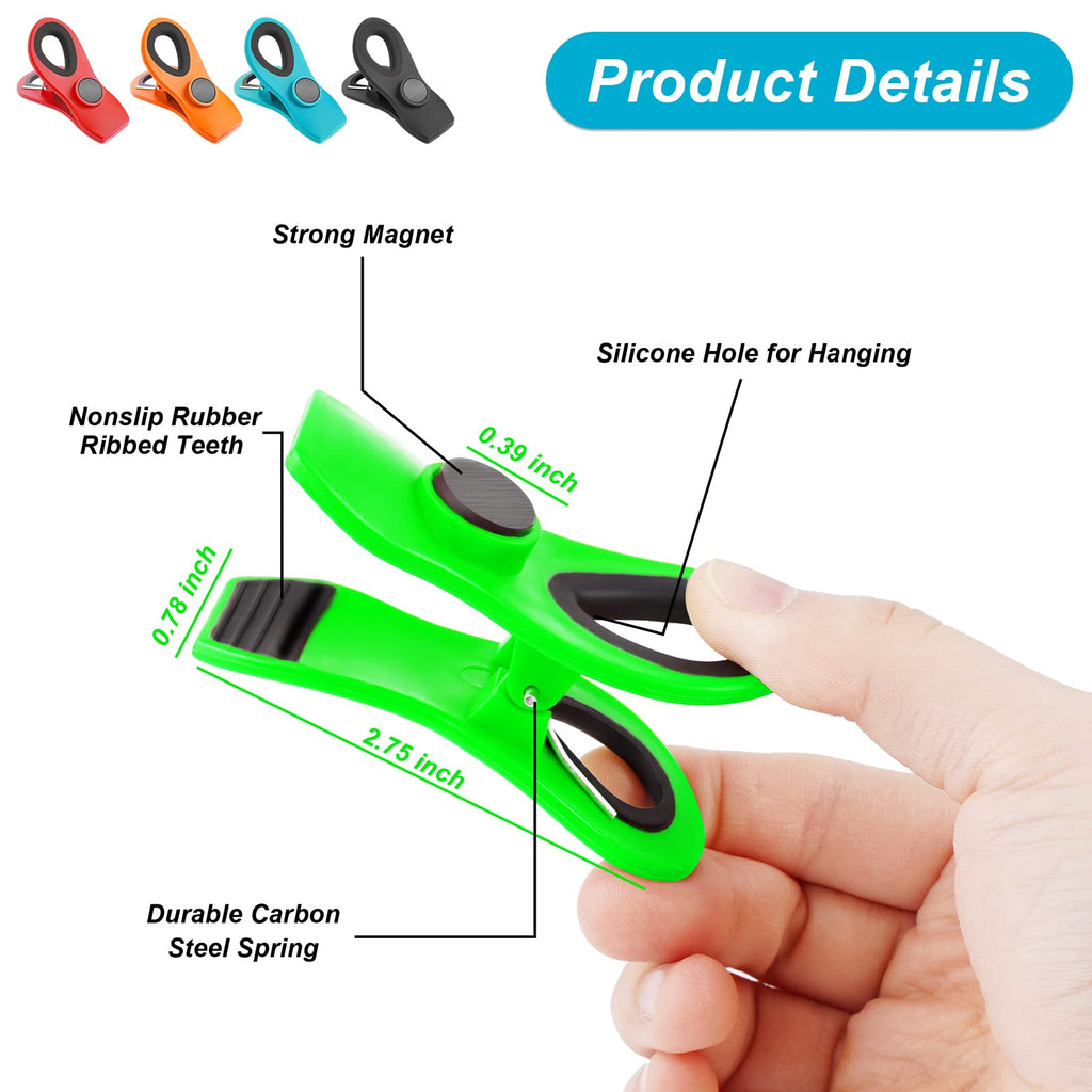 12 Pack Chip Clips Bag Clips, Magnetic Bag Clip for Food Storage Heavy Duty, Plastic Food Clip for Chips, Snack, Kitchen, Refrigerator, Garden, Sewing, Fabric, Clothes Pins