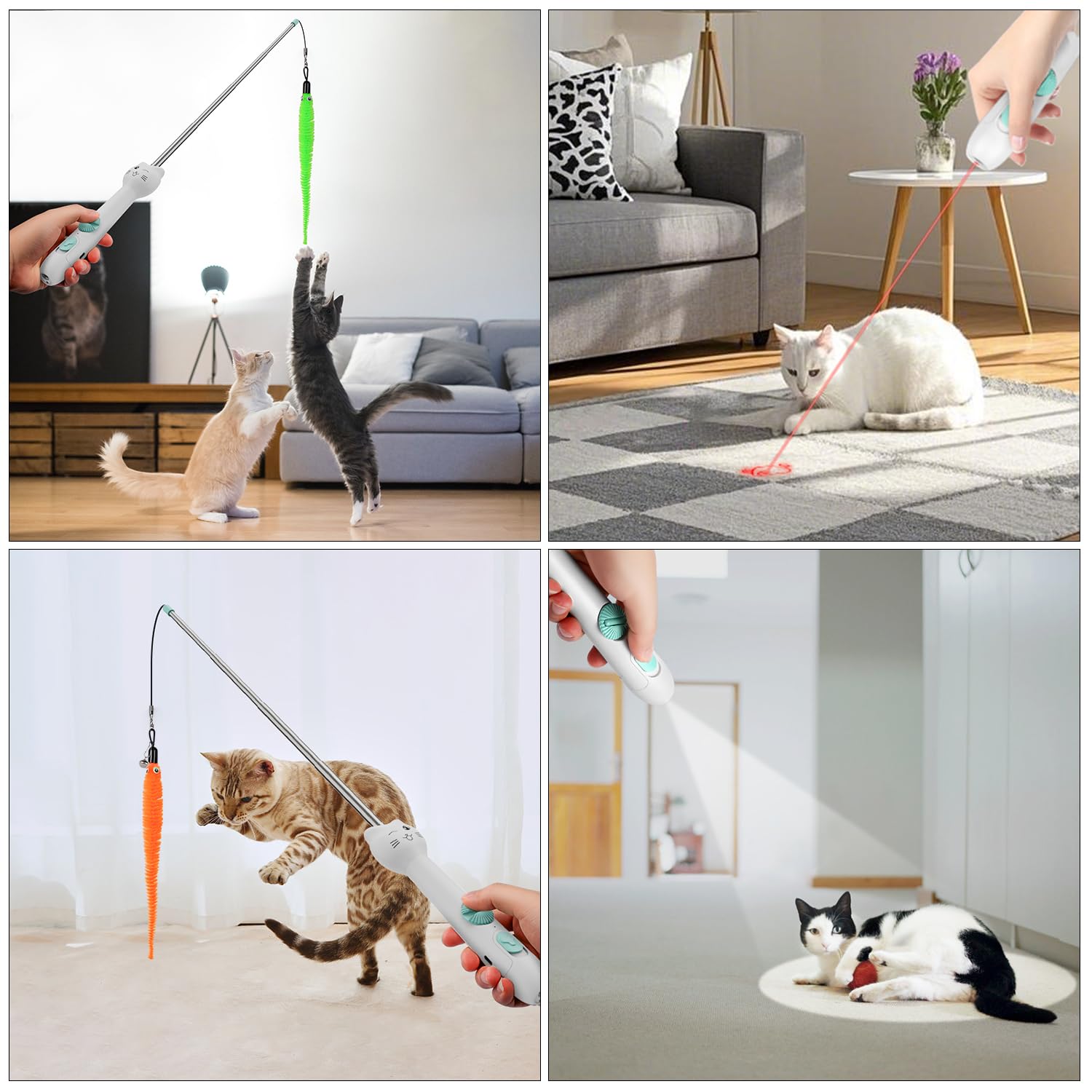 TBTeek Cat Toys, Rechargeable, 3 Light Modes & 5 Fun Patterns, Portable Interactive Kitten Pet Dog Cat Mouse Toy for Fun Chase Play Exercise