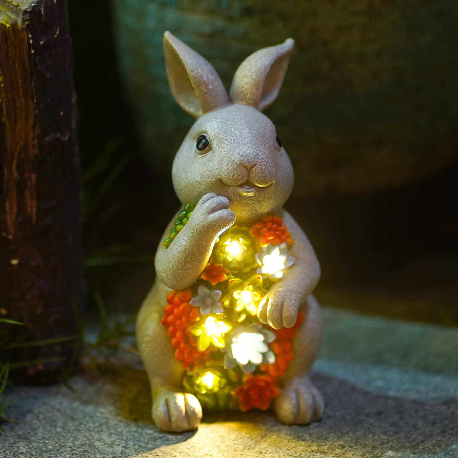 Nacome Solar Garden Outdoor Statues Turtle with Succulent and 7 LED Lights