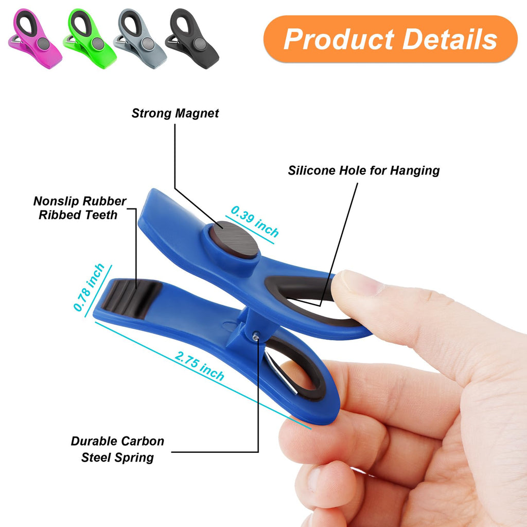 12 Pack Chip Clips Bag Clips, Magnetic Bag Clip for Food Storage Heavy Duty, Plastic Food Clip for Chips, Snack, Kitchen, Refrigerator, Garden, Sewing, Fabric, Clothes Pins