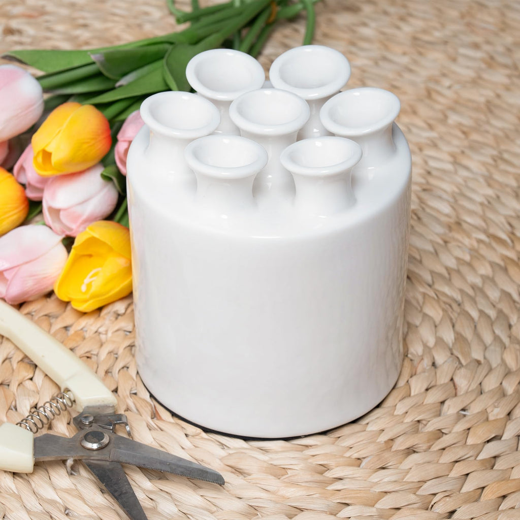 Handcrafted Ceramic White Flower Duck Vase