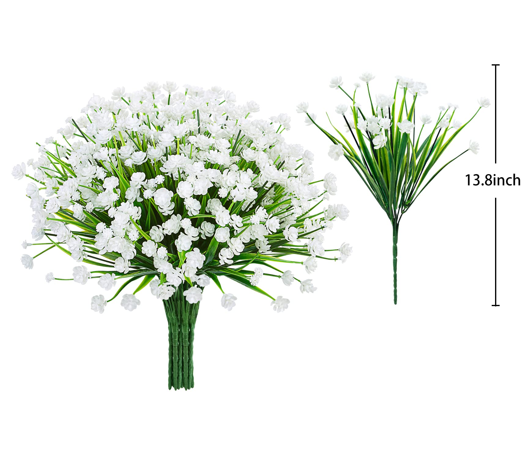 Ouddy Decor 24 Bundles Artificial Flowers for Outdoors UV Resistant Fake Plastic Plants Faux Boston Fern Greenery Stems for Spring Summer Indoor Garden Patio Window Box Kitchen Home Decor, Mixedcolor