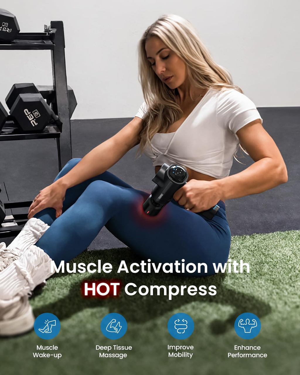 RENPHO Active Thermacool 2 Massage Gun with Heat and Cold, [2026 Upgraded] Percussion Deep Tissue Handheld Neck Massager, FSA Approved, Muscle Masajeador for Men Women Athletes HSA