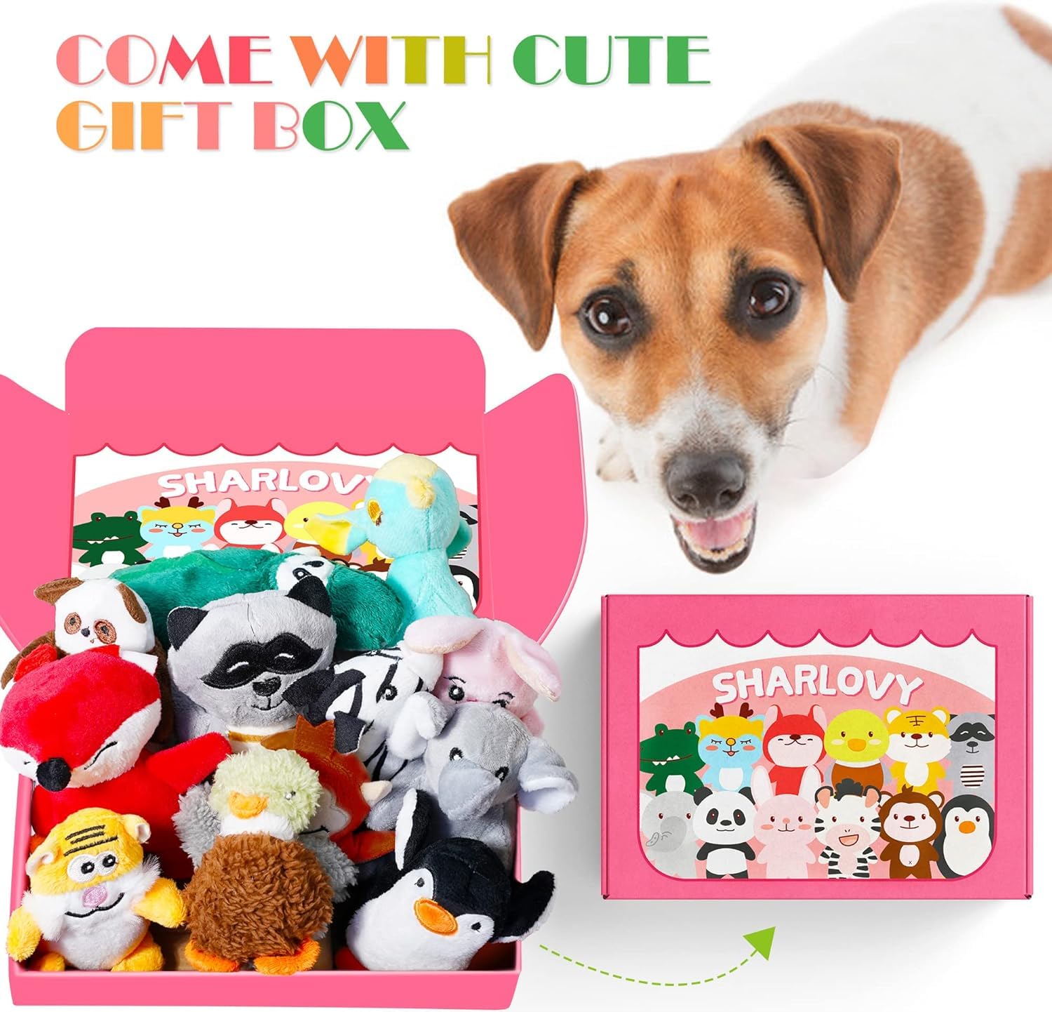 SHARLOVY No Stuffing Dog Toys Crinkle Squeaky, Long Lasting Chews for Aggressive, Durable Plush Dog Puppy Chew Toys for Teething, with 6 Tough Layers for Small Medium Large Breed