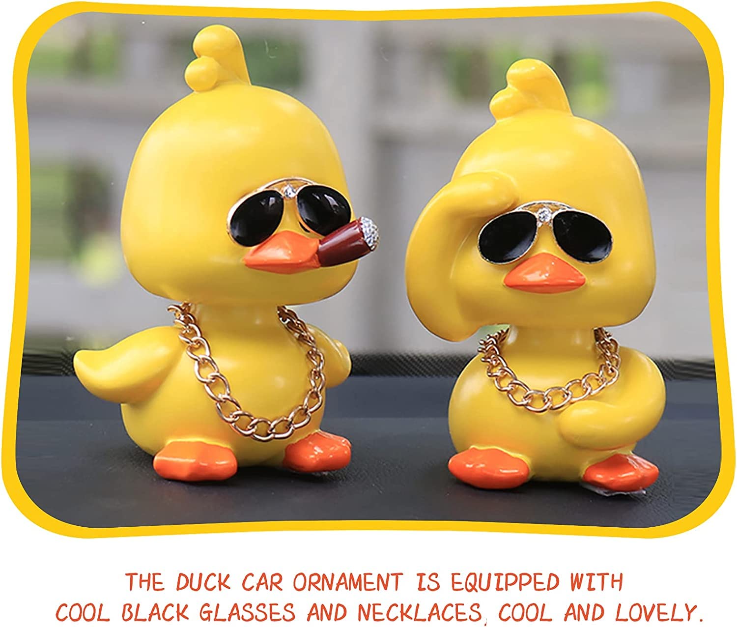 wonuu Cute Yellow Duck Car Ornaments Cool Duck Car Dashboard Decorations Shaking Head Doll